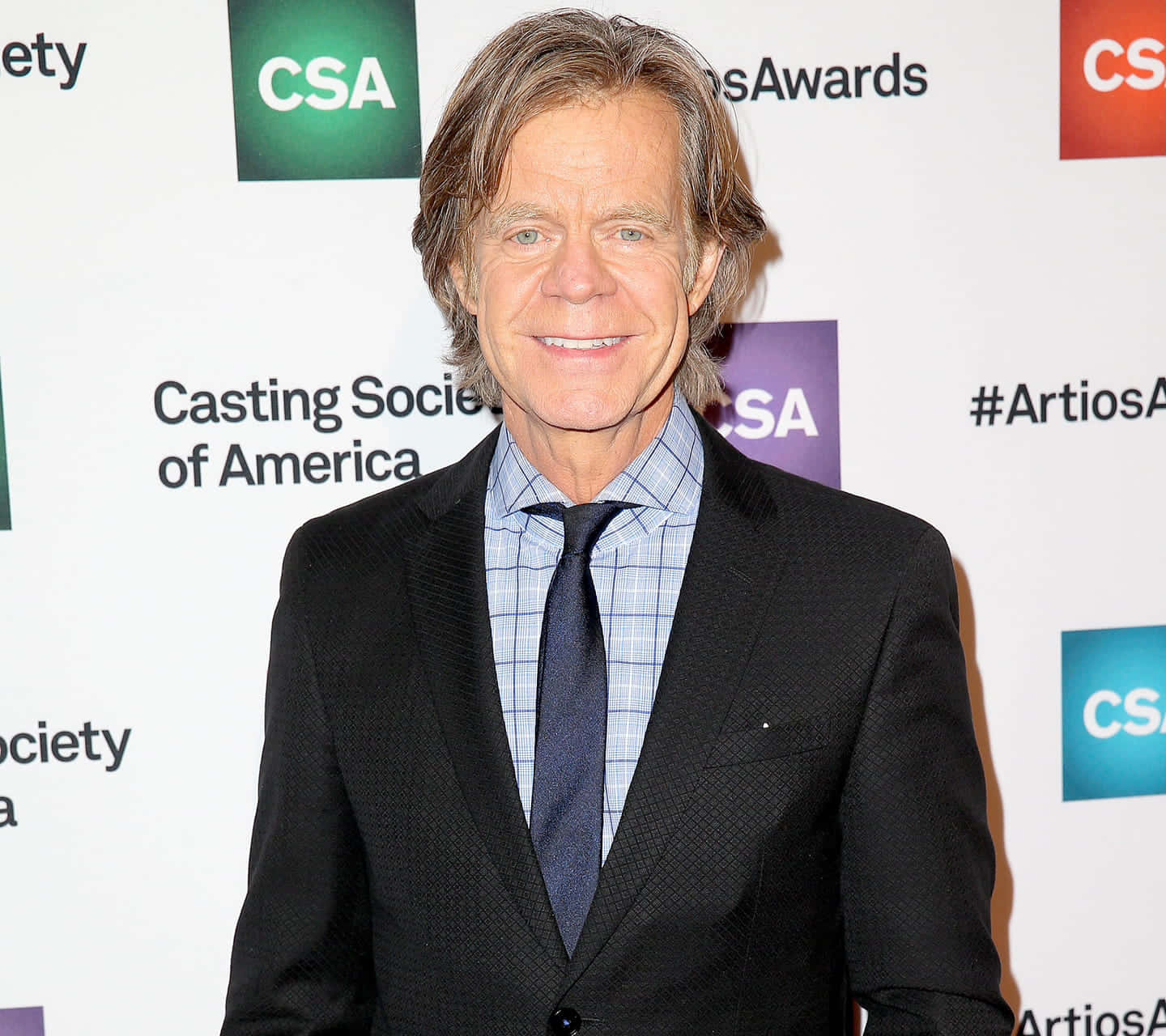William H. Macy, black suit, blue tie, HD Desktop Wallpaper