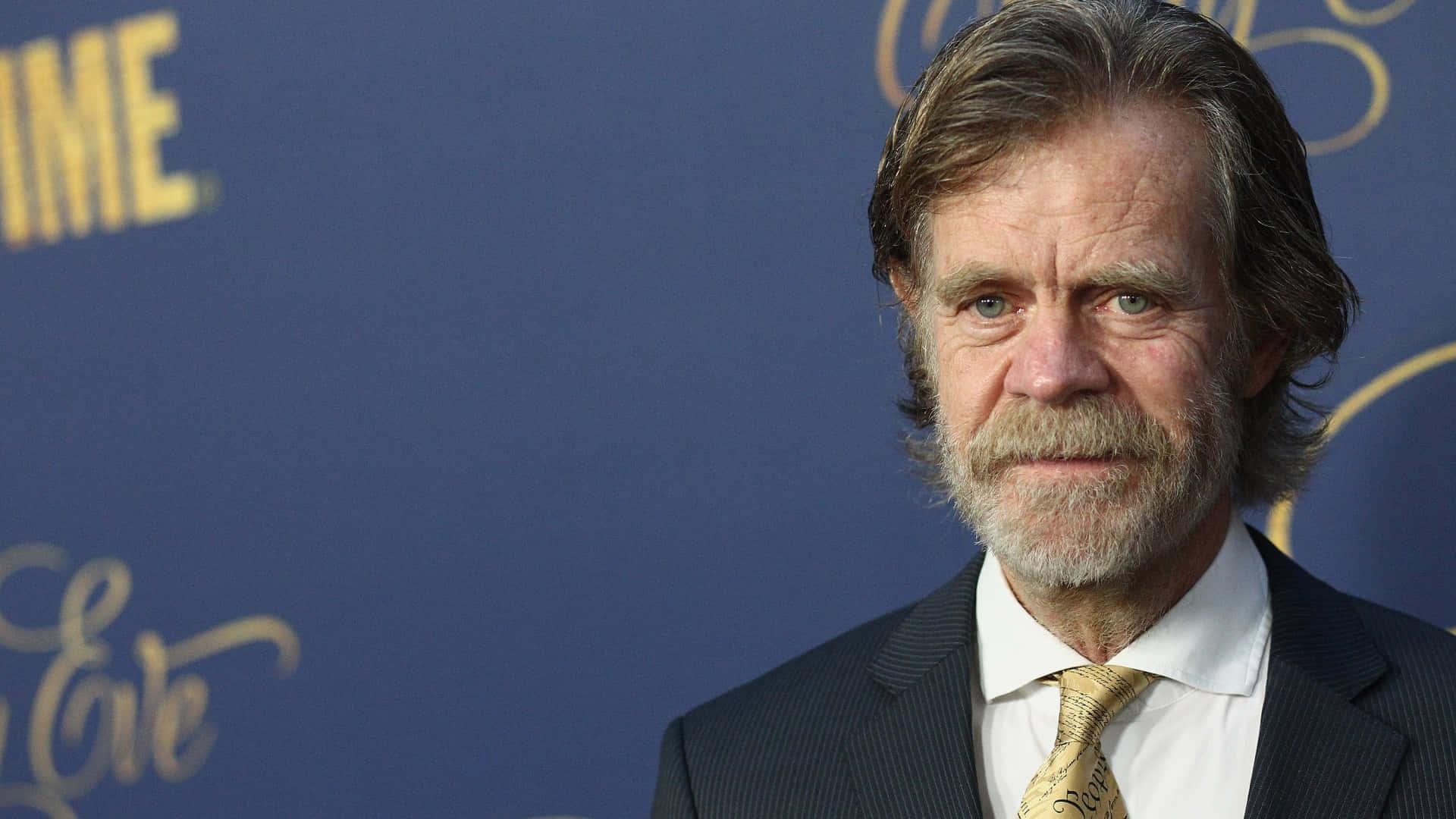 William H. Macy, dark suit, gold tie, Full HD Desktop Wallpaper
