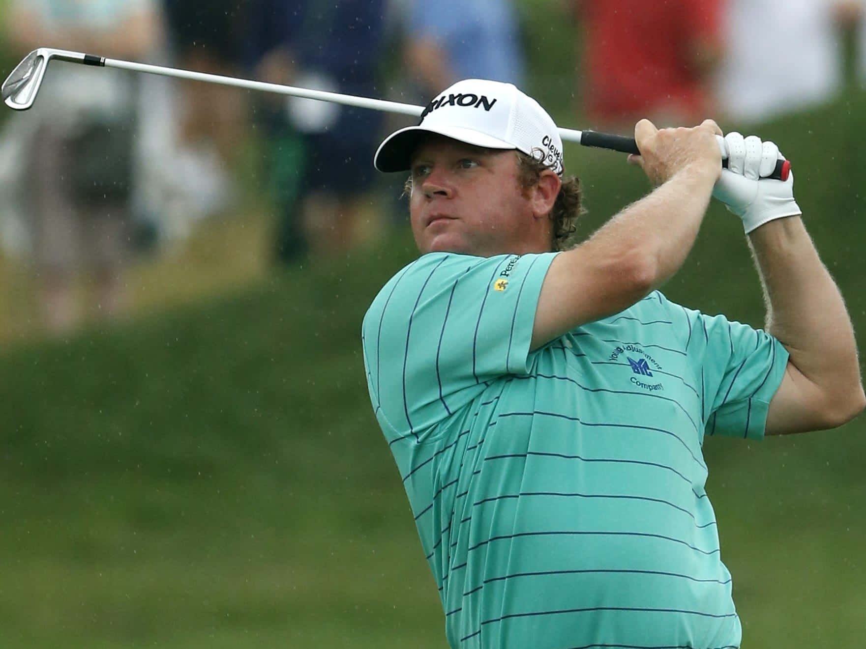 William McGirt, teal striped shirt, rainy golf course, HD Desktop Wallpaper
