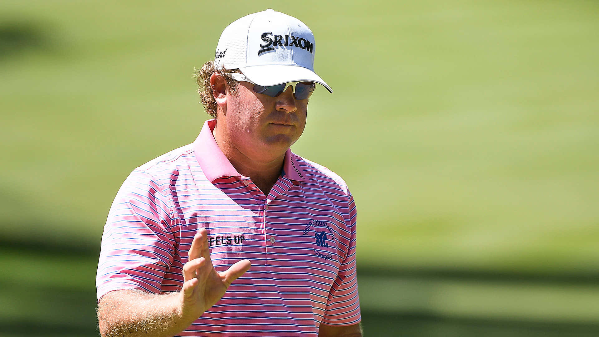 William McGirt, pink striped shirt, white cap, Full HD Desktop Wallpaper