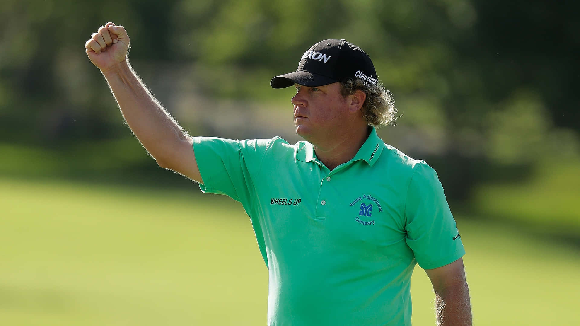 William McGirt, bright green shirt, sunlit golf course, Full HD Desktop Wallpaper