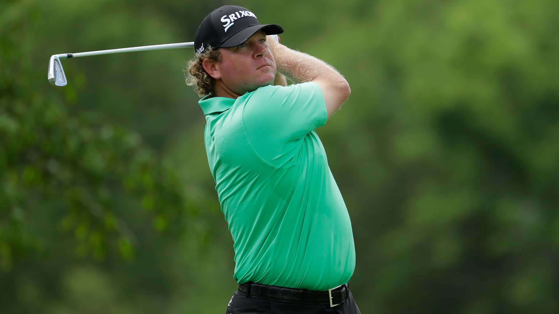 William McGirt, bright green shirt, golf club, Full HD Desktop Wallpaper