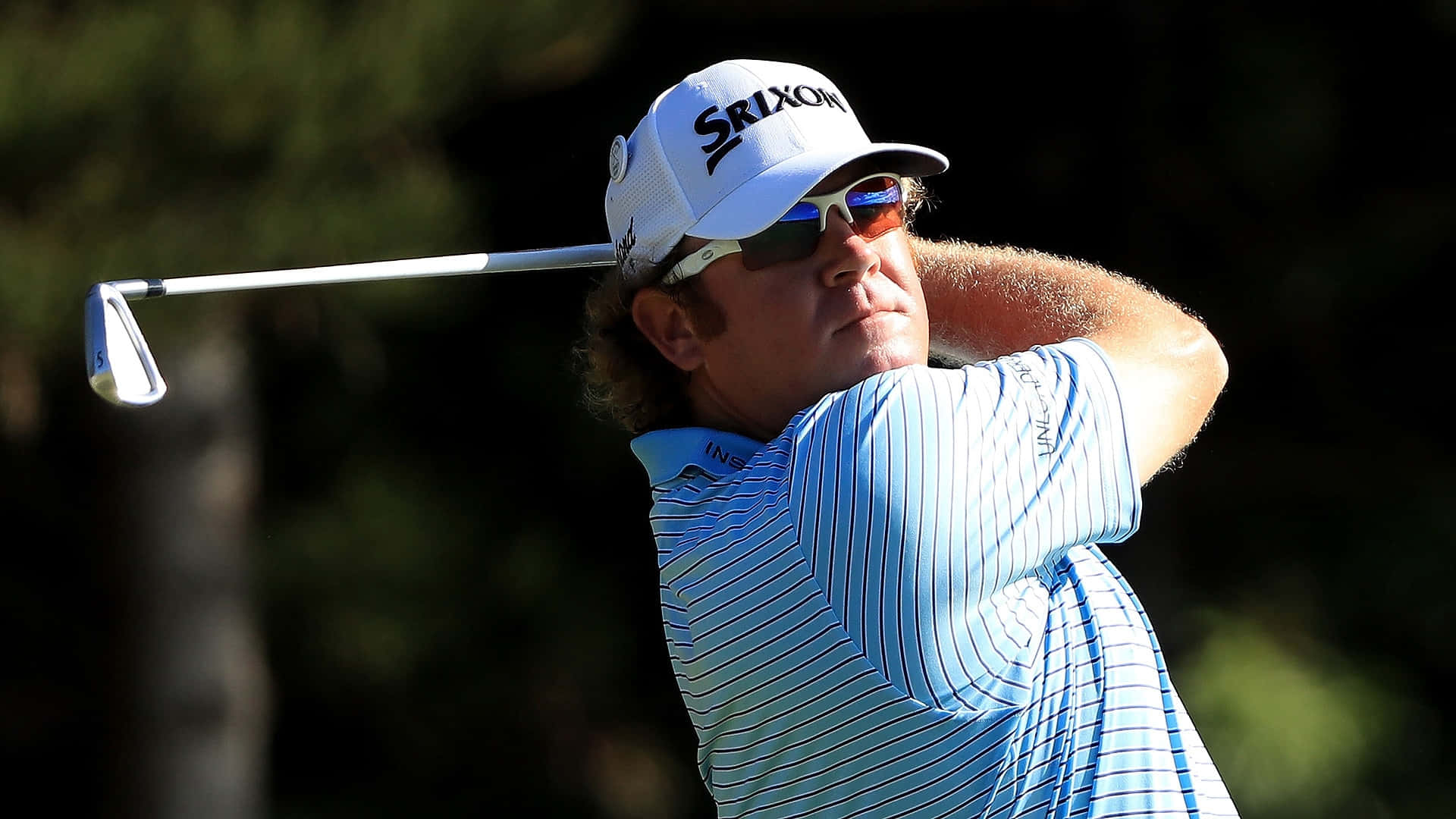William McGirt, blue striped shirt, white cap, Full HD Desktop Wallpaper