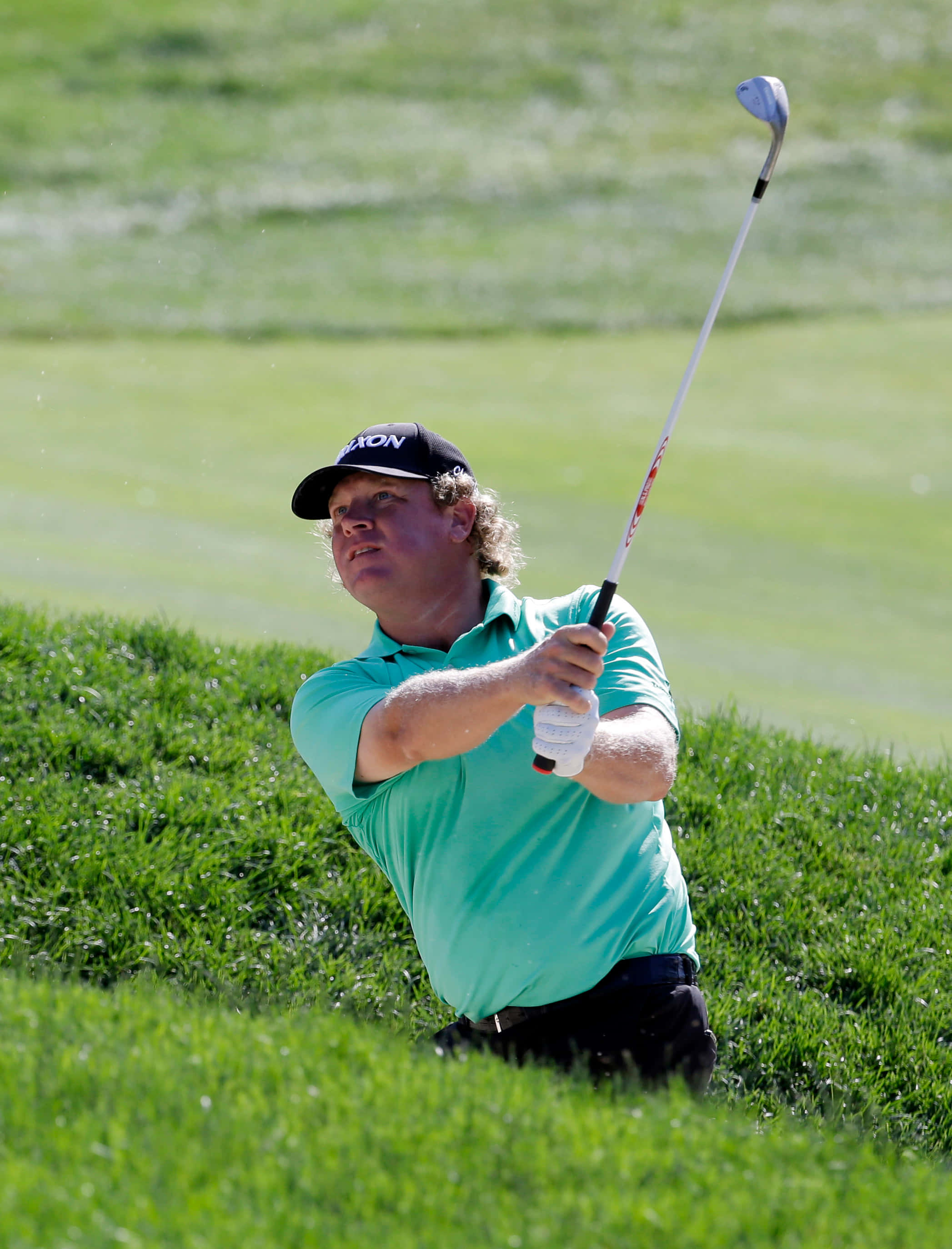 William McGirt, teal shirt, mid-swing, 2K Phone Wallpaper