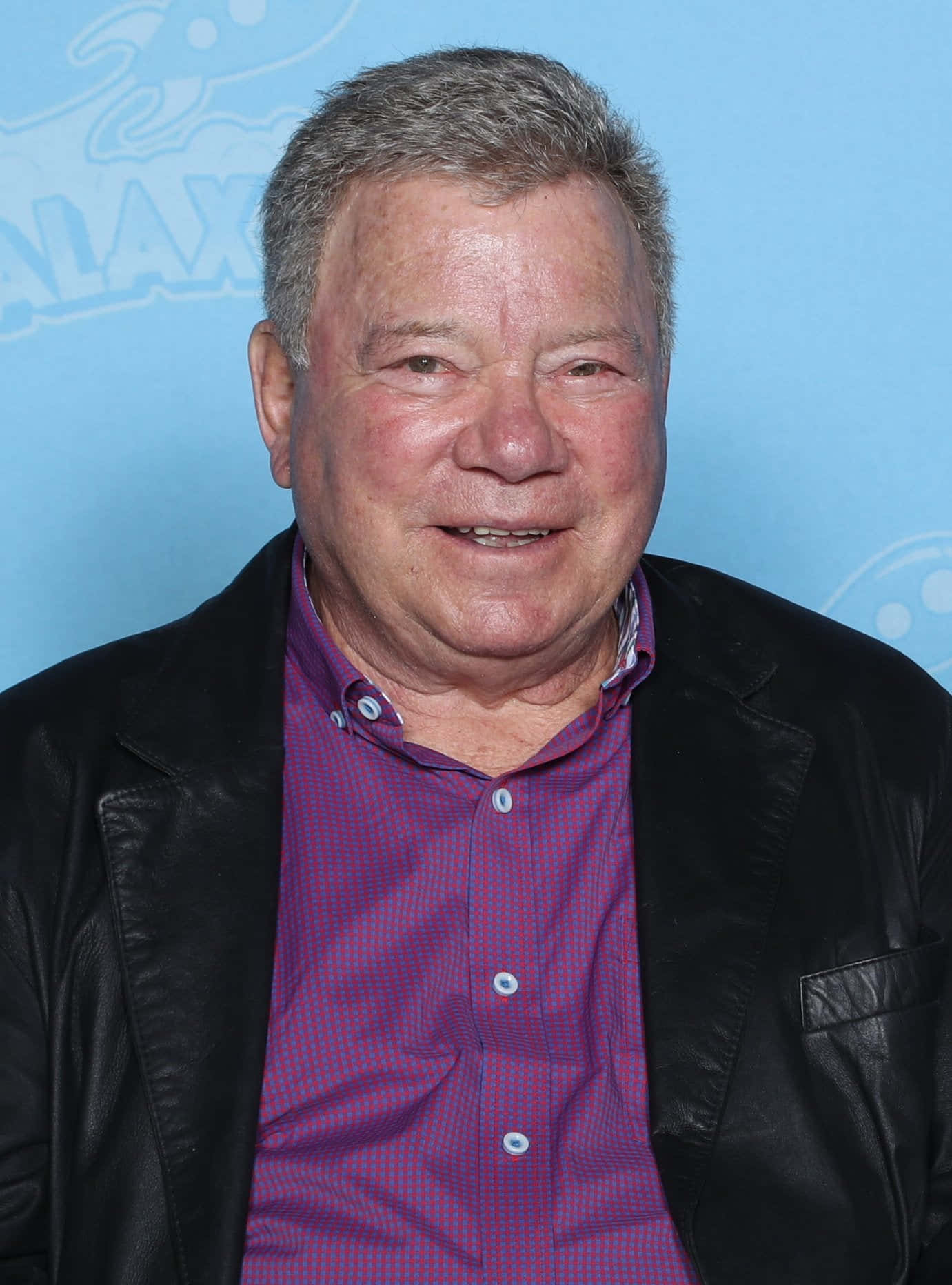 William Shatner, black leather jacket, purple checkered shirt, HD Phone Wallpaper
