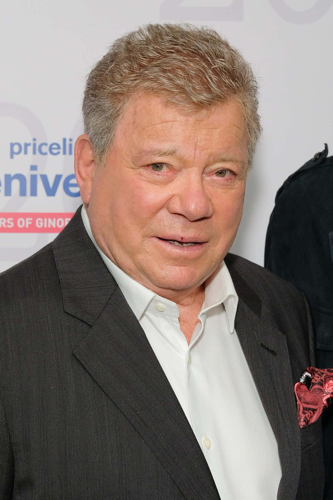 William Shatner, dark suit, white shirt, Full HD Phone Wallpaper