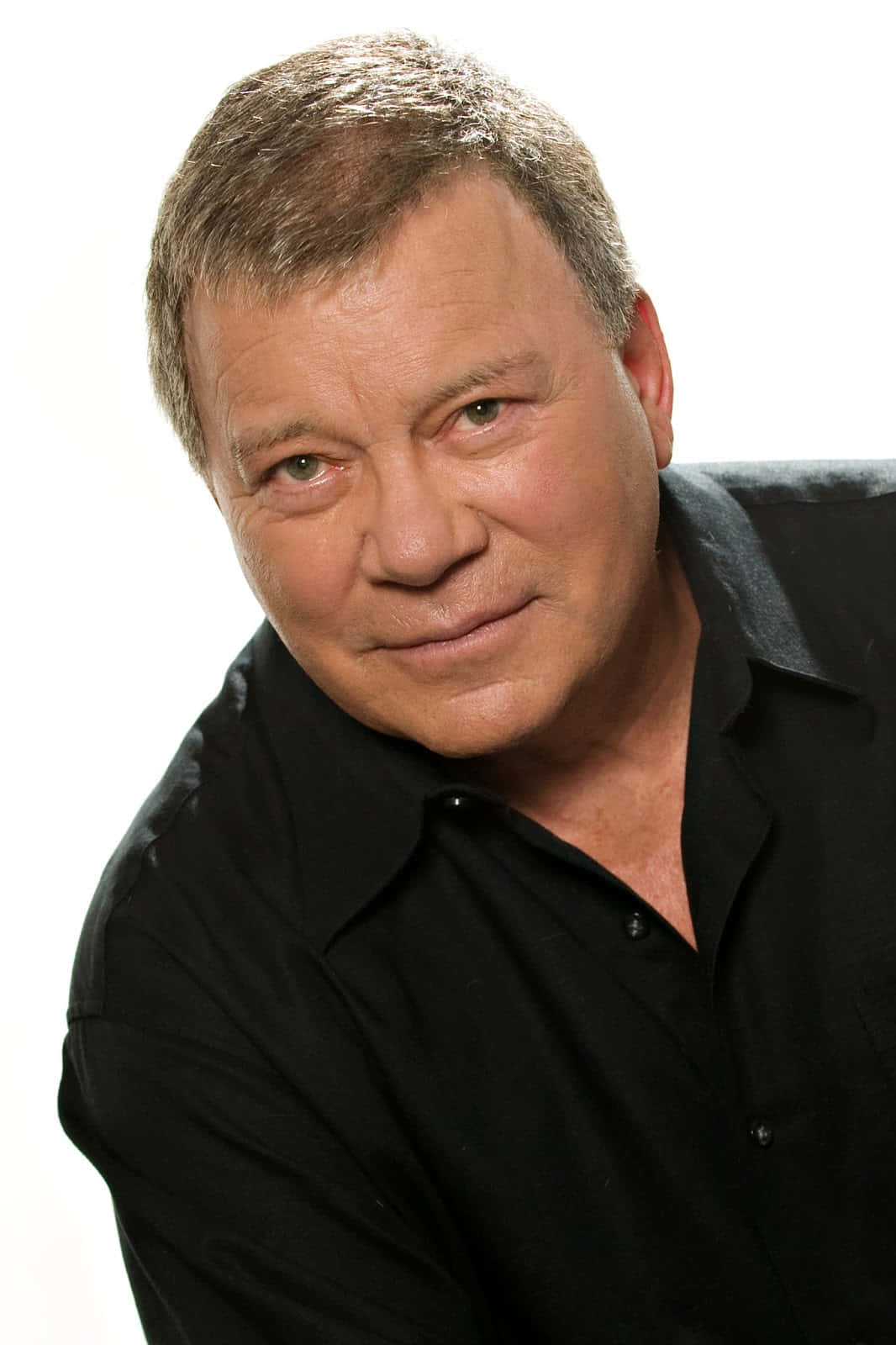 William Shatner, black shirt, plain white background, HD Phone Wallpaper