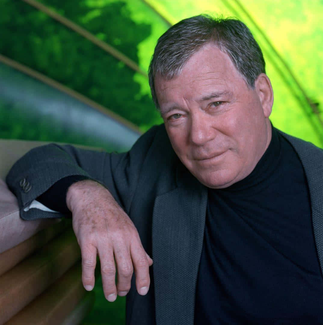 William Shatner, black turtleneck, blazer, SD Phone Wallpaper