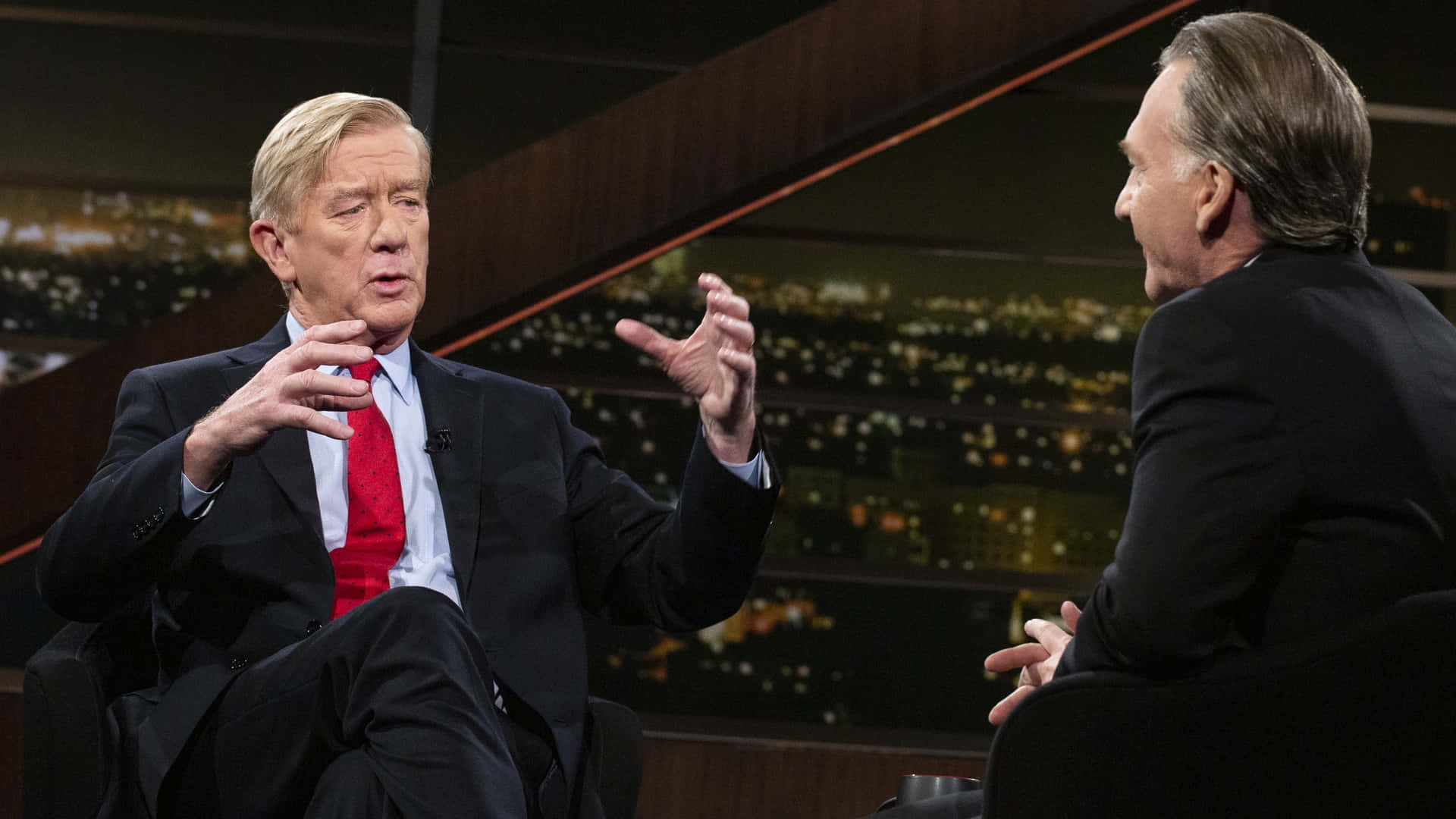 William Weld, talk show set, cityscape backdrop, Full HD Desktop Wallpaper
