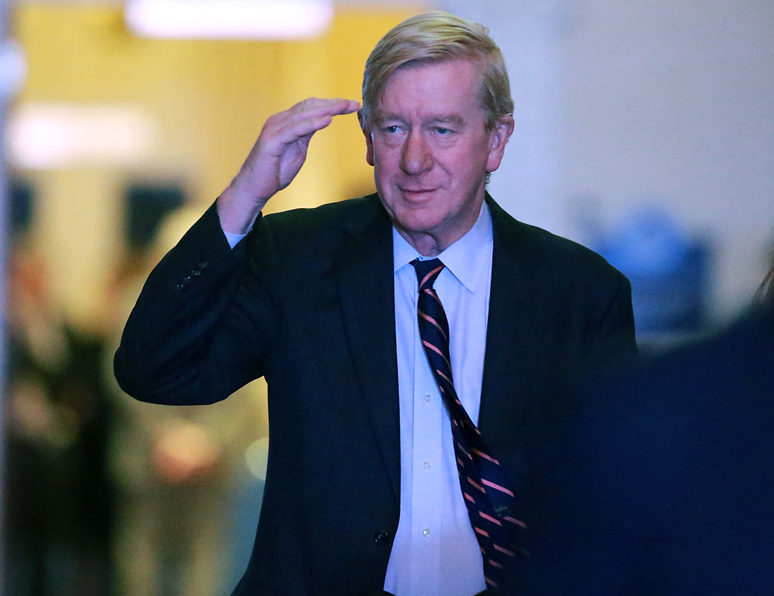 William Weld, dark suit, striped tie, 2K Desktop Wallpaper