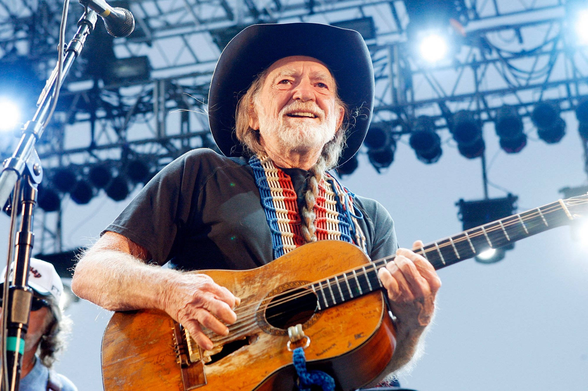Willie Nelson, acoustic guitar, cowboy hat, Full HD Desktop Wallpaper