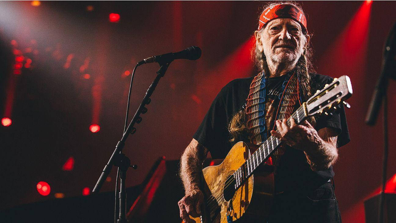Willie Nelson, red bandana, wooden guitar, HD Desktop Wallpaper