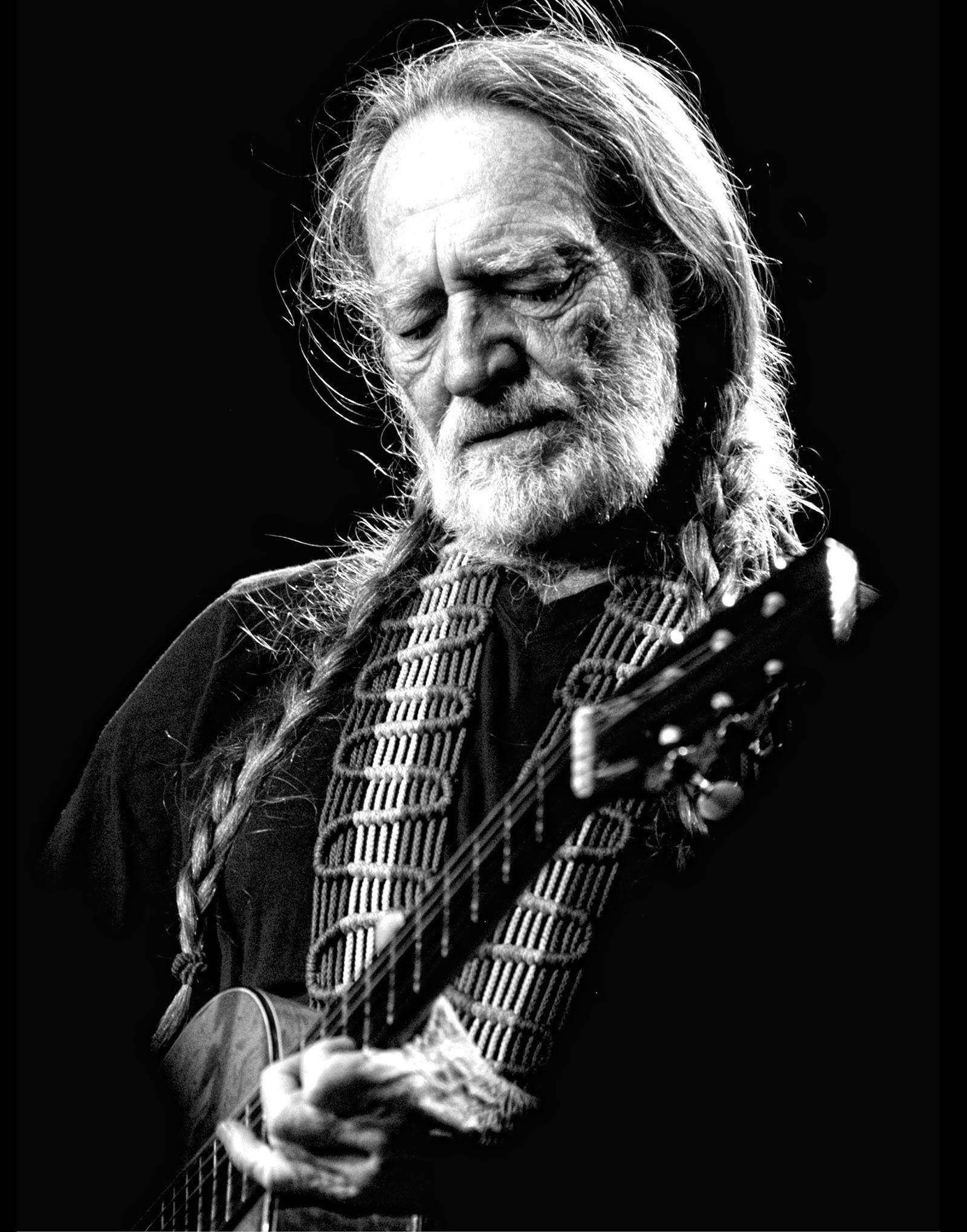 Willie Nelson, acoustic guitar, bearded musician, Full HD Phone Wallpaper