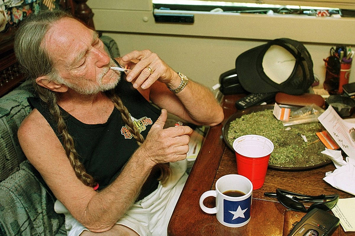 Willie Nelson, long braided hair, cluttered wooden table, SD Desktop Wallpaper