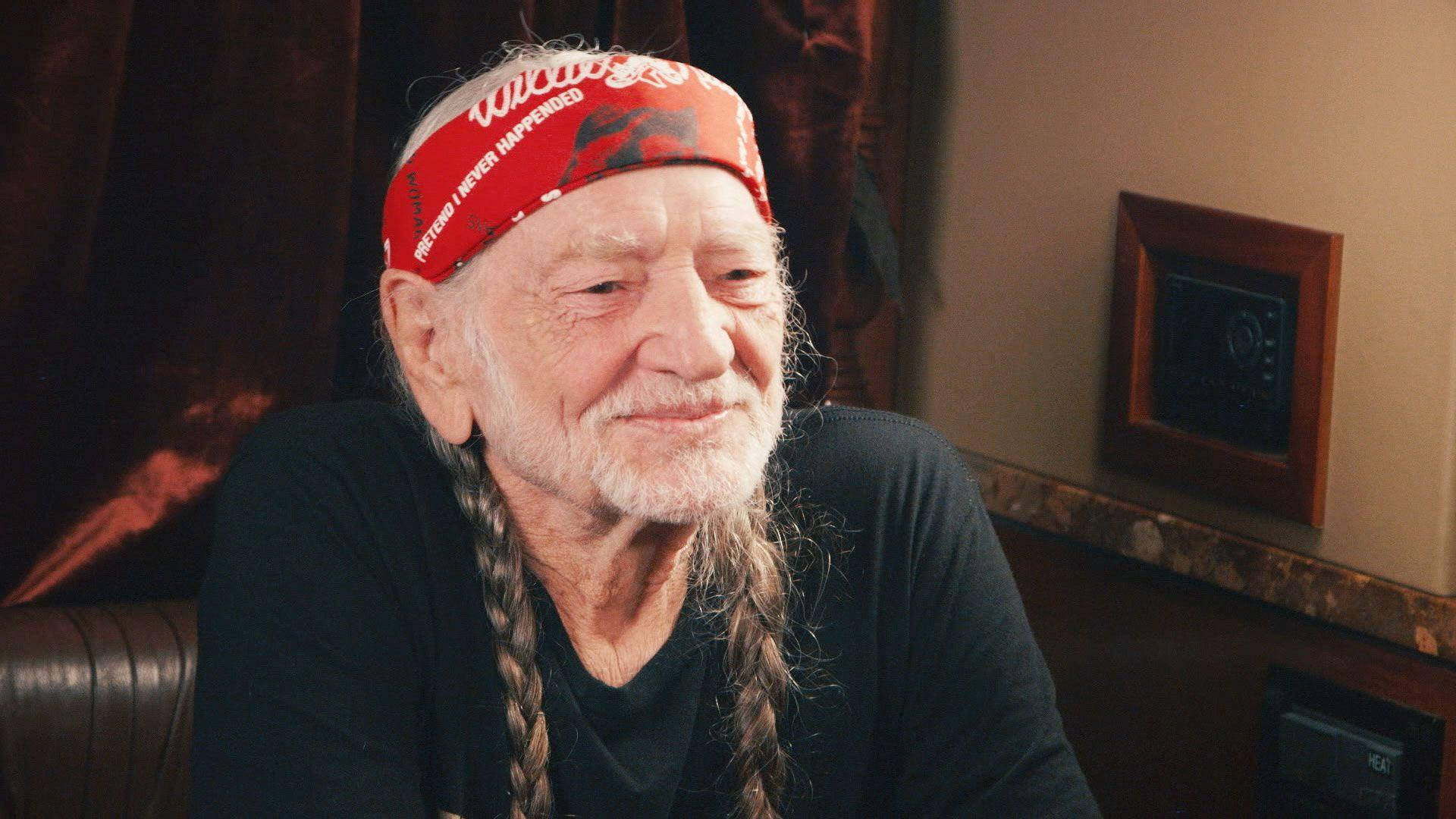 Willie Nelson, red bandana, long braided hair, Full HD Desktop Wallpaper