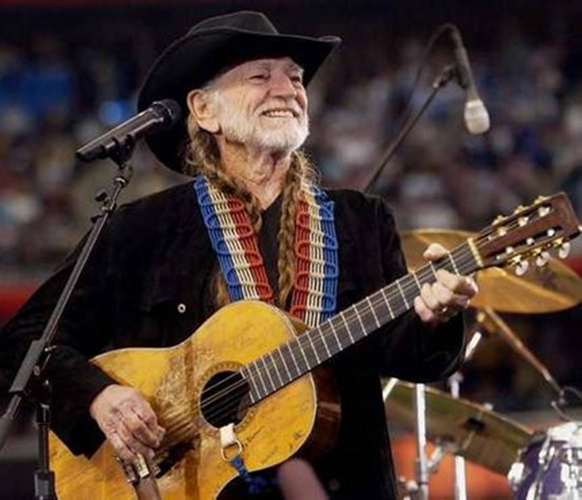 Willie Nelson, white beard, black hat, SD Desktop Wallpaper