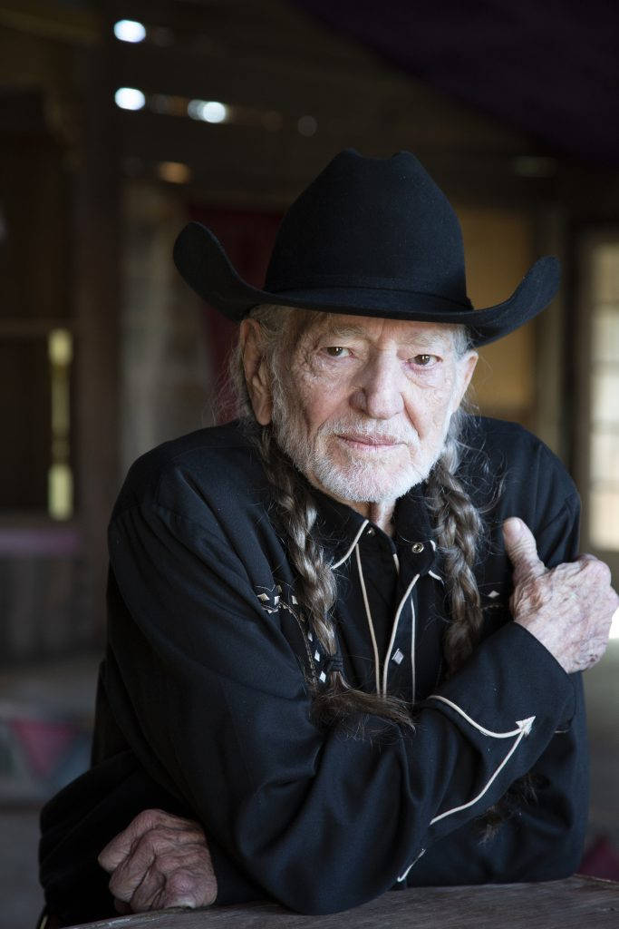 Willie Nelson, black cowboy hat, braided hair, SD Phone Wallpaper