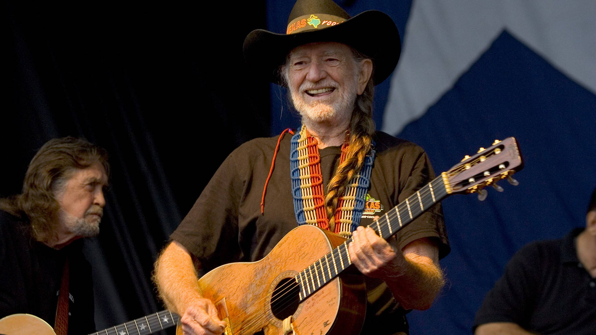 Willie Nelson, acoustic guitar, cowboy hat, Full HD Desktop Wallpaper