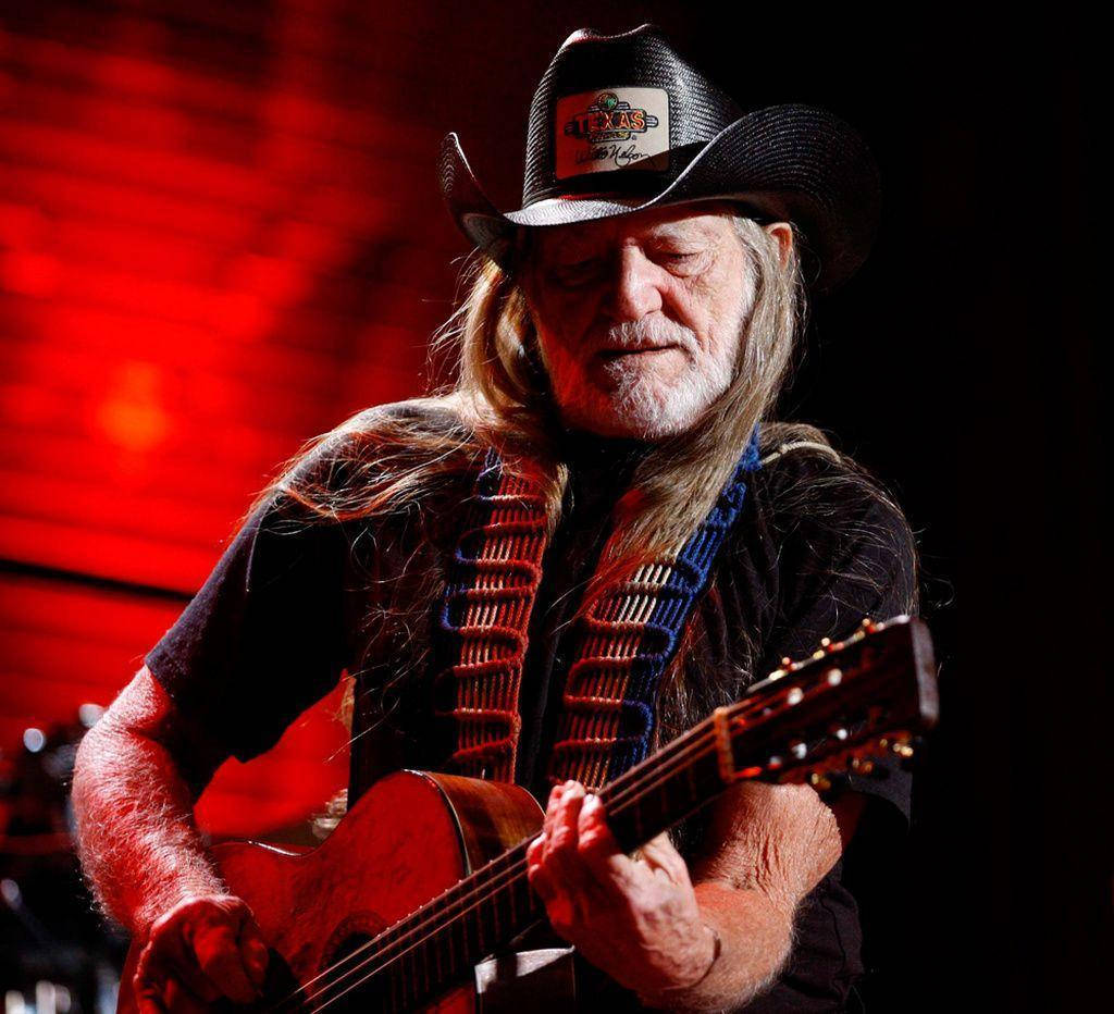 Willie Nelson, acoustic guitar, cowboy hat, SD Desktop Wallpaper