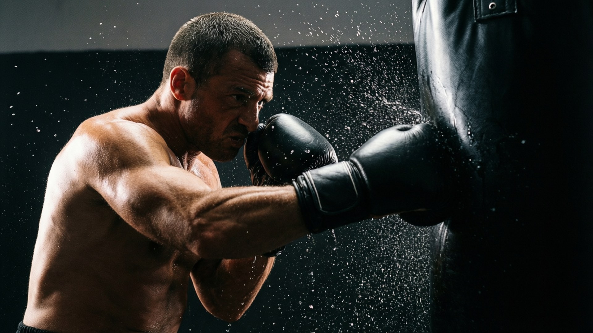 Willie Pep, heavy bag, water droplets, Full HD Desktop Wallpaper