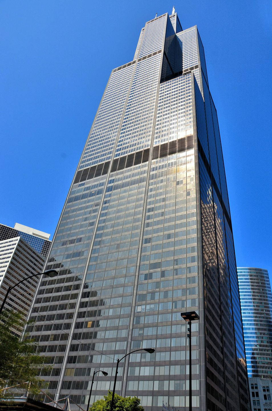 Willis Tower, glass skyscraper, clear blue sky, HD Phone Wallpaper