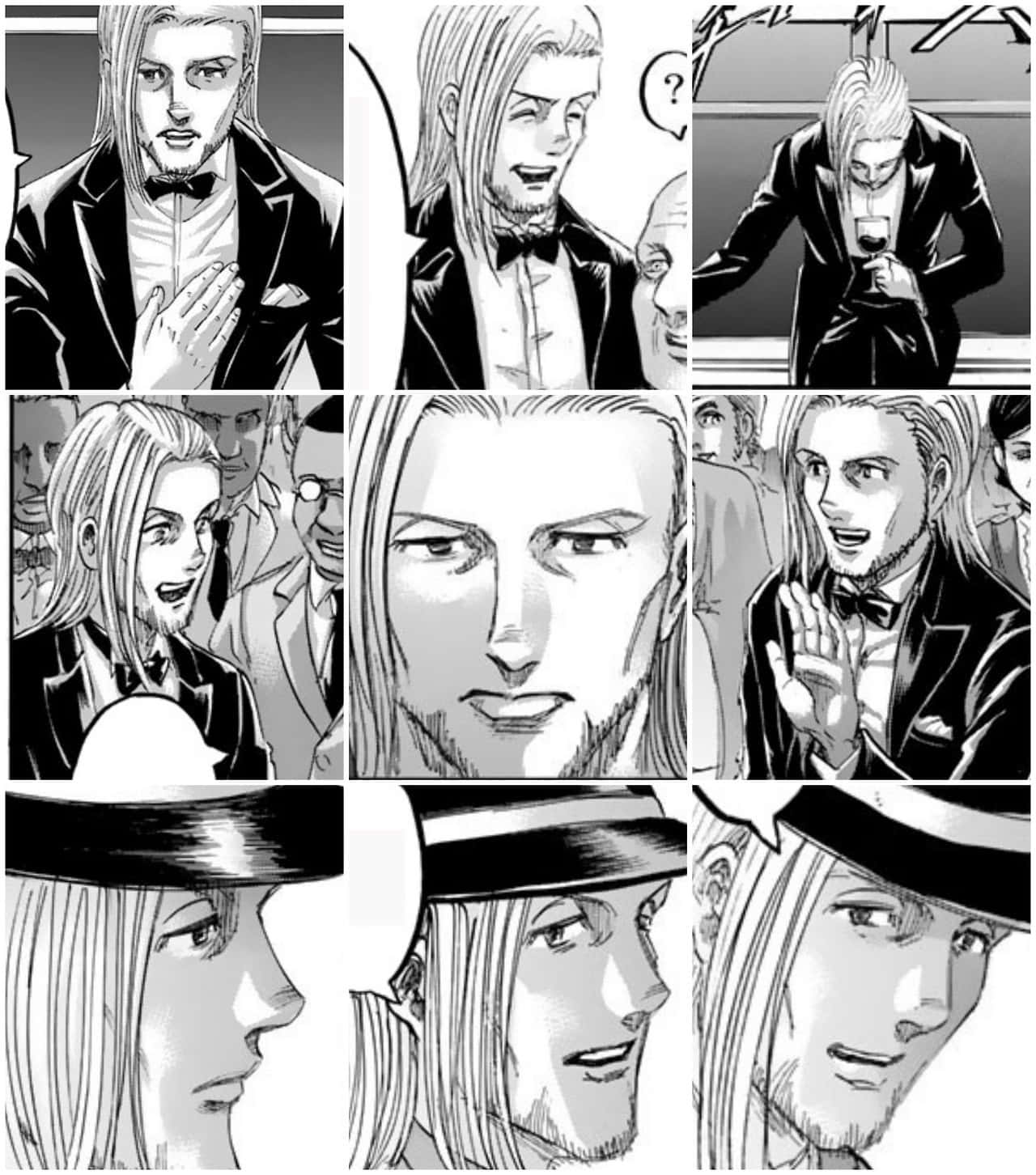 Willy Tybur, manga panel grid, long hair, HD Phone Wallpaper