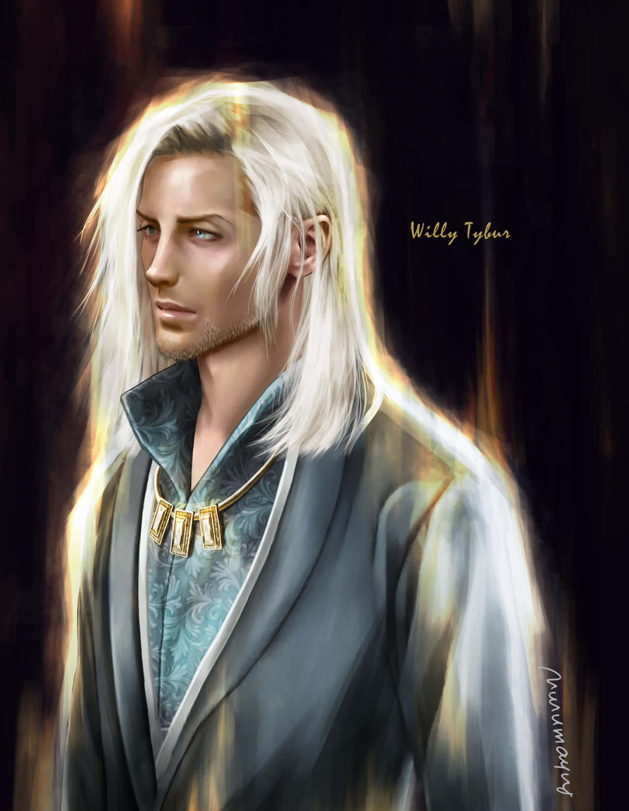 Willy Tybur, fantasy elf, long white hair, HD Phone Wallpaper