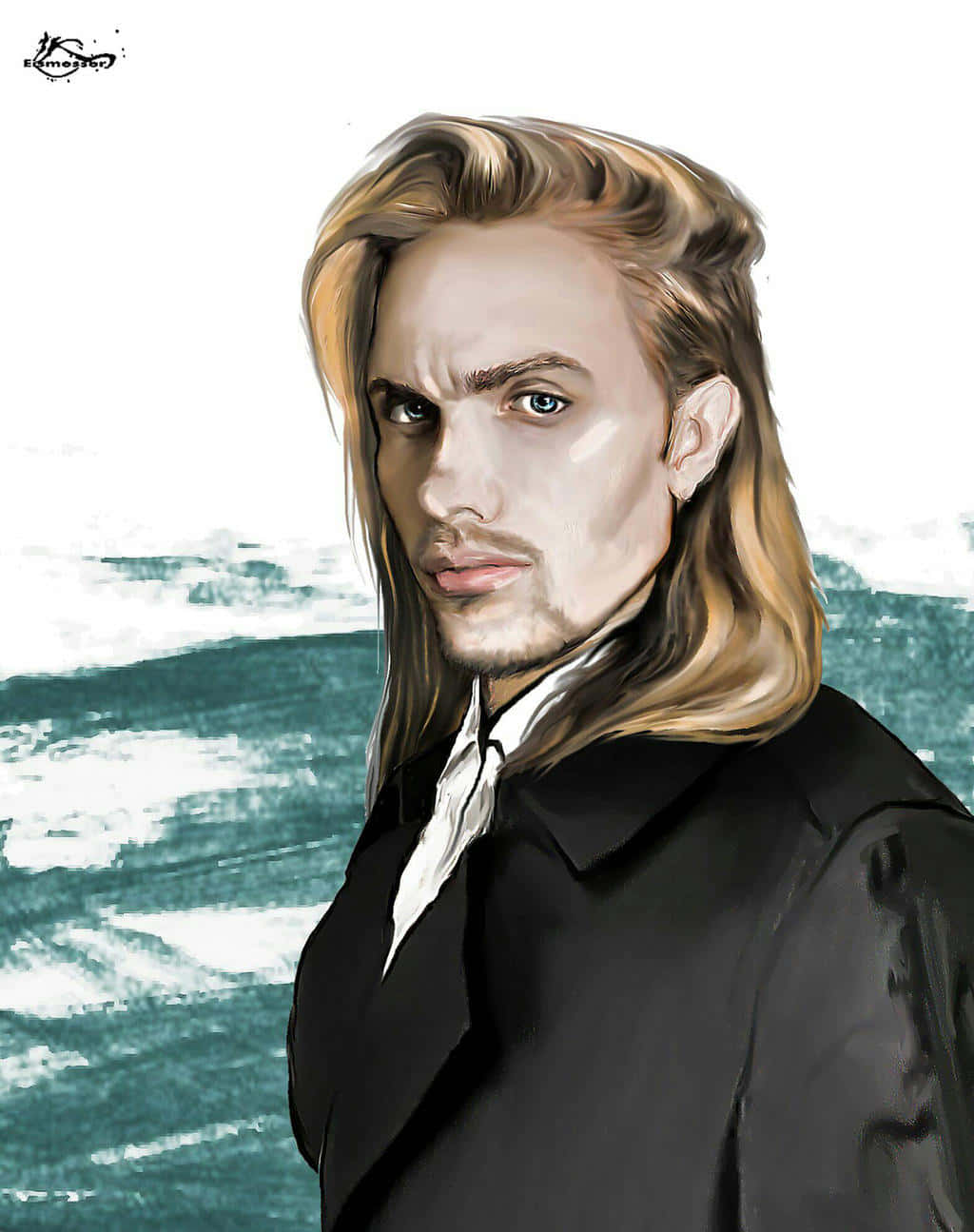 Willy Tybur, long blonde hair, intense blue eyes, HD Phone Wallpaper