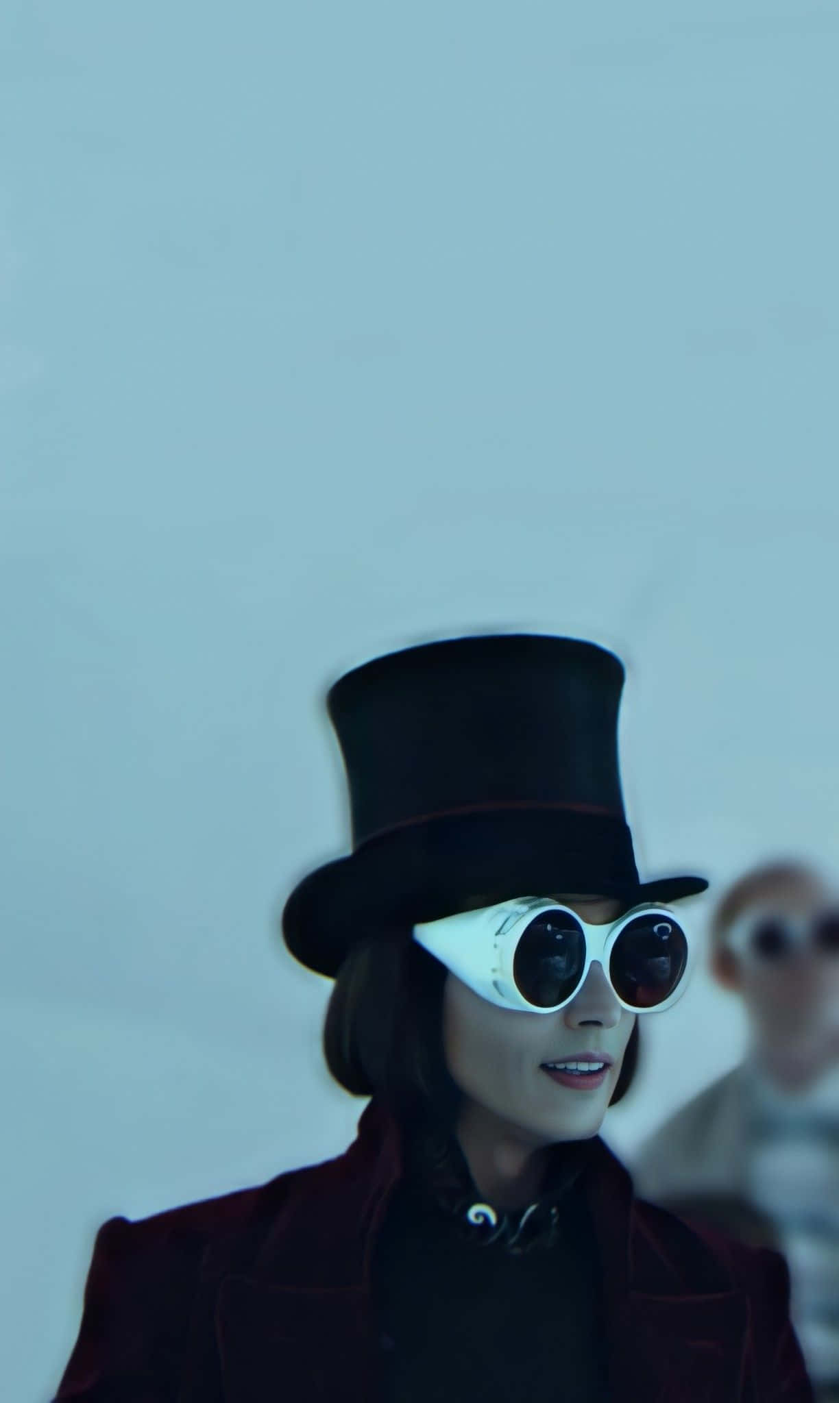 Willy Wonka, black top hat, white goggles, Full HD Phone Wallpaper