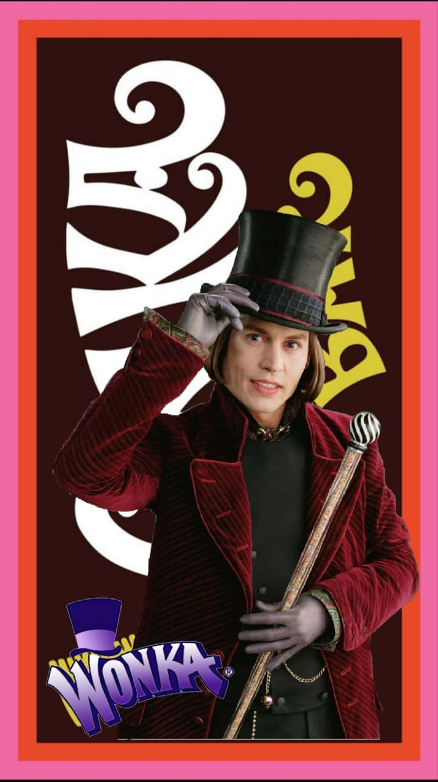 Willy Wonka, red velvet coat, top hat, HD Phone Wallpaper