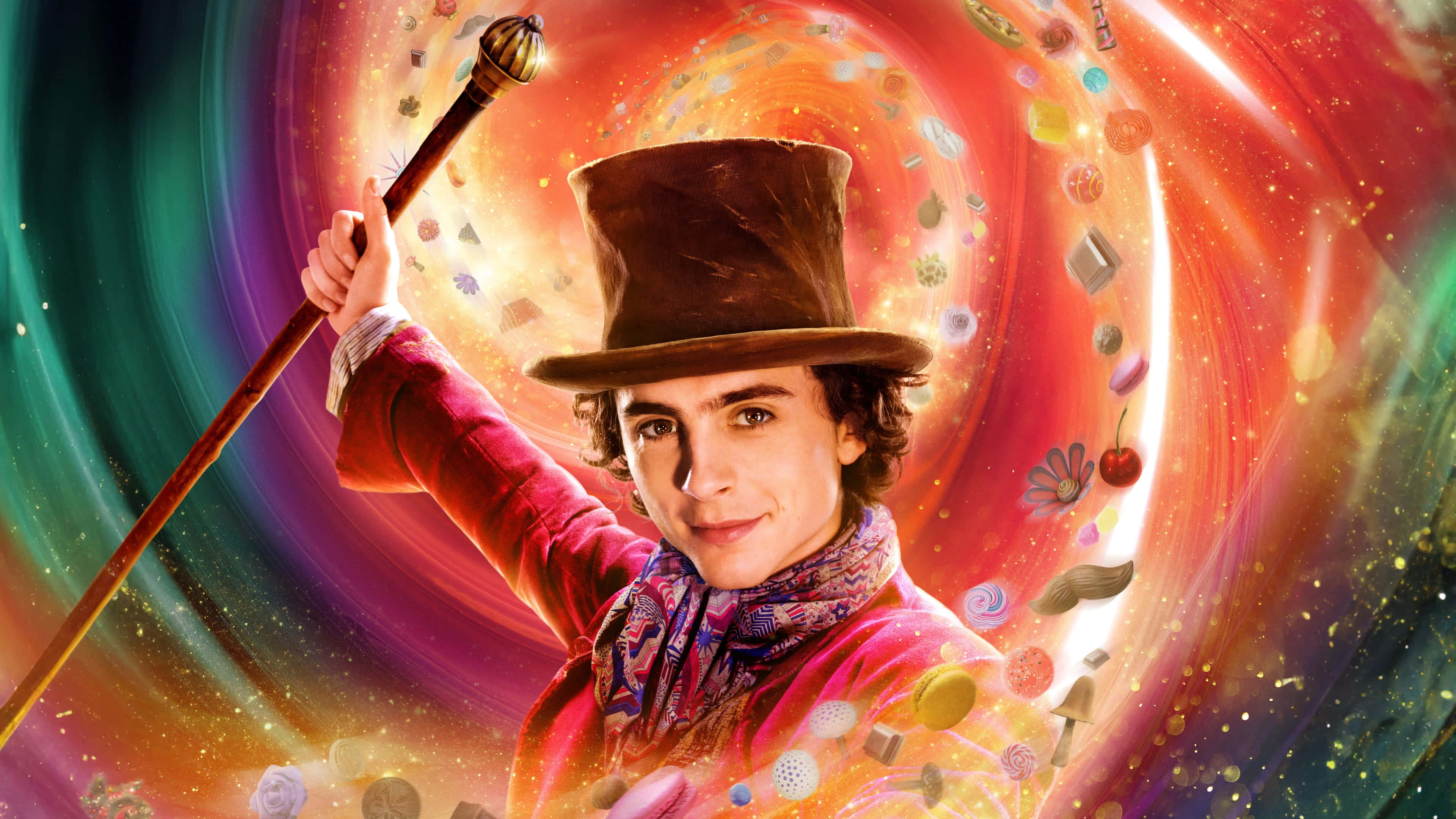 Willy Wonka, candy universe, top hat, 4K Desktop Wallpaper
