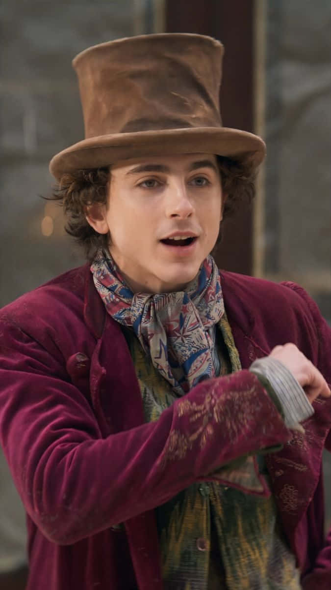 Willy Wonka, velvet coat, brown top hat, SD Phone Wallpaper