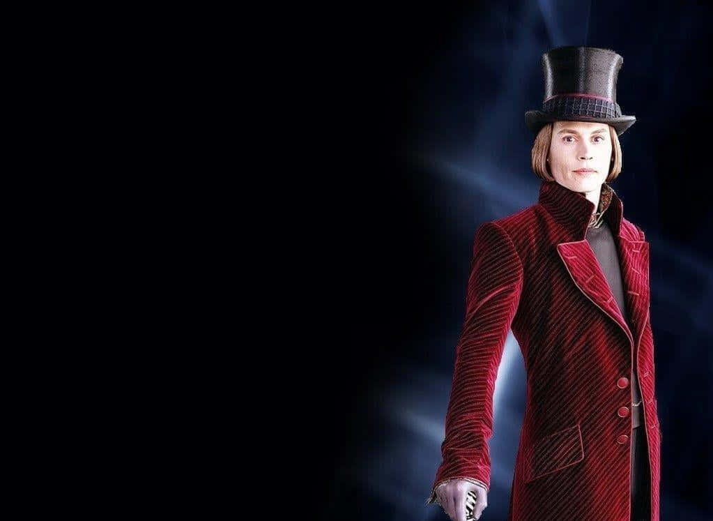 Willy Wonka, red velvet coat, top hat, SD Desktop Wallpaper