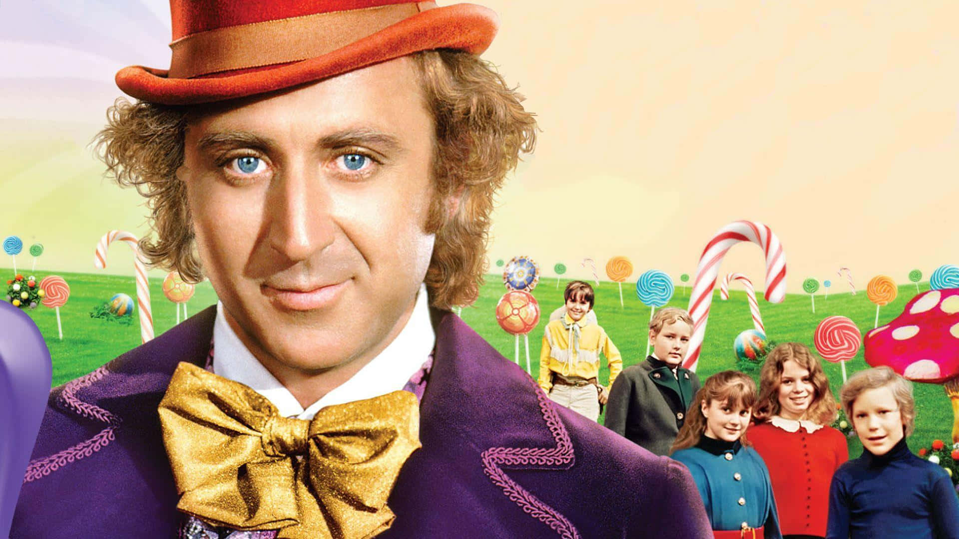 Willy Wonka, purple coat, red hat, Full HD Desktop Wallpaper