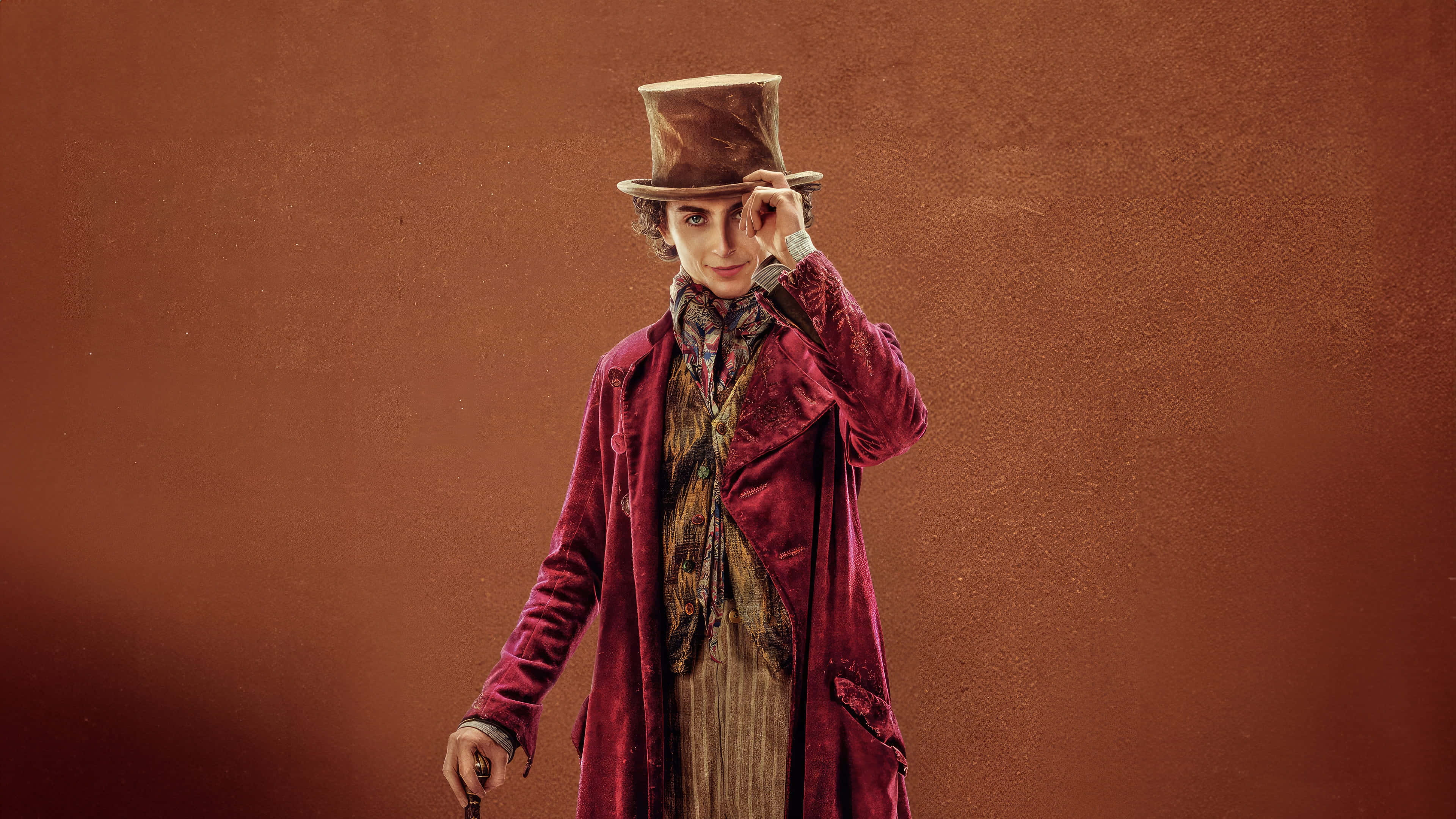 Willy Wonka, red velvet coat, top hat, 4K Desktop Wallpaper