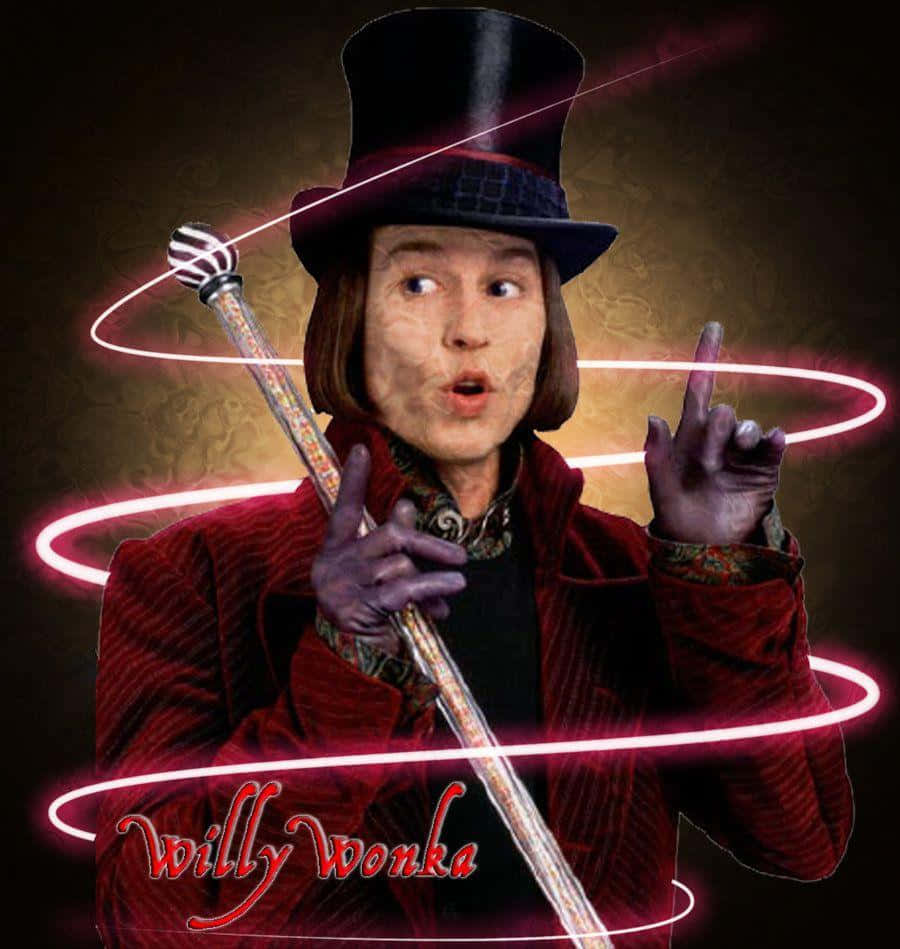 Willy Wonka, red velvet coat, top hat, SD Phone Wallpaper