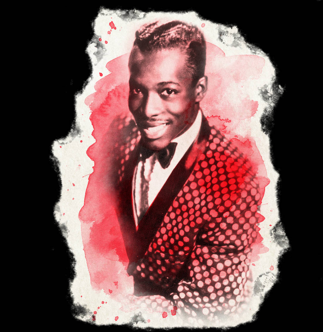 Wilson Pickett, polka-dot suit, red watercolor splash, SD Phone Wallpaper