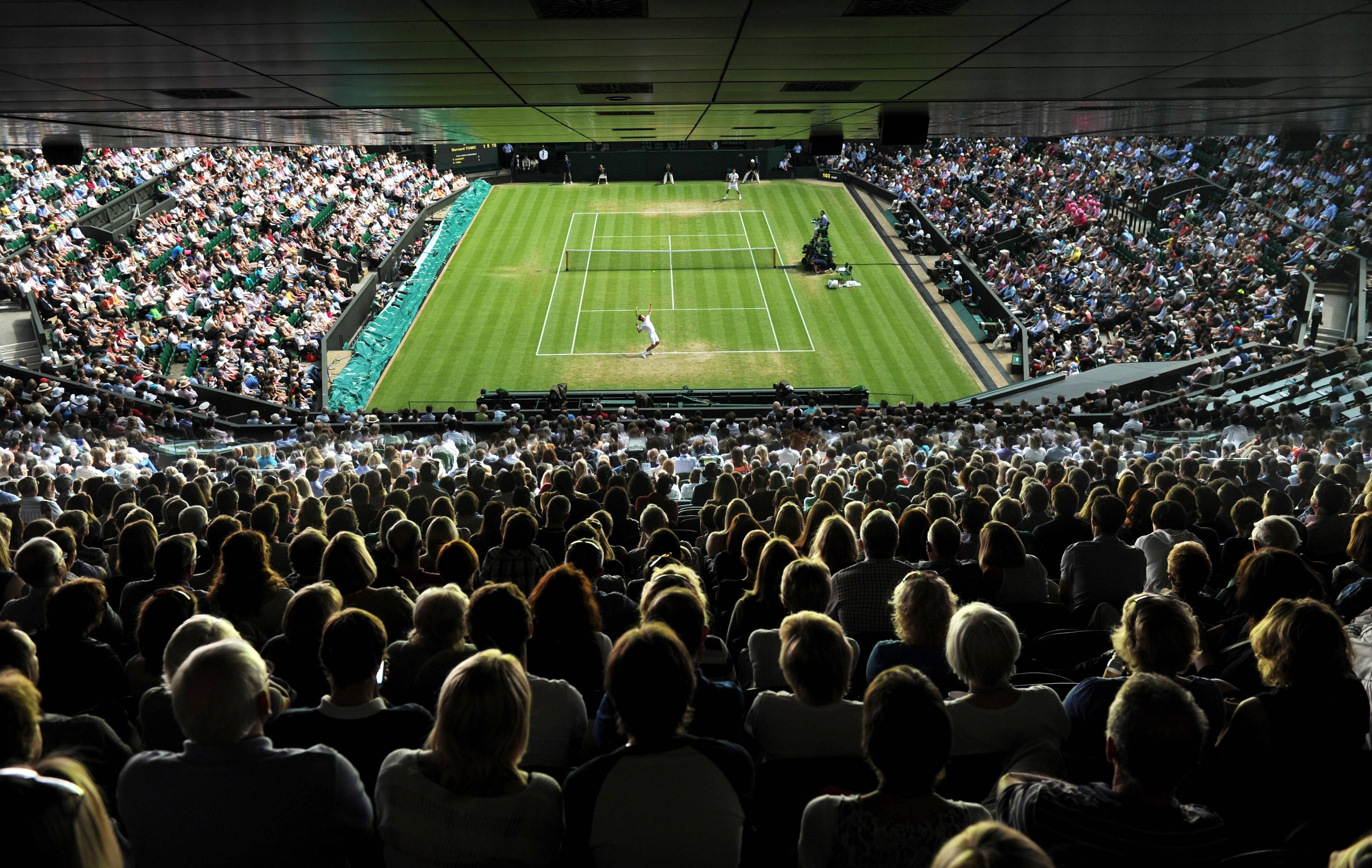 Wimbledon, grass court, stadium lights, 4K Desktop Wallpaper