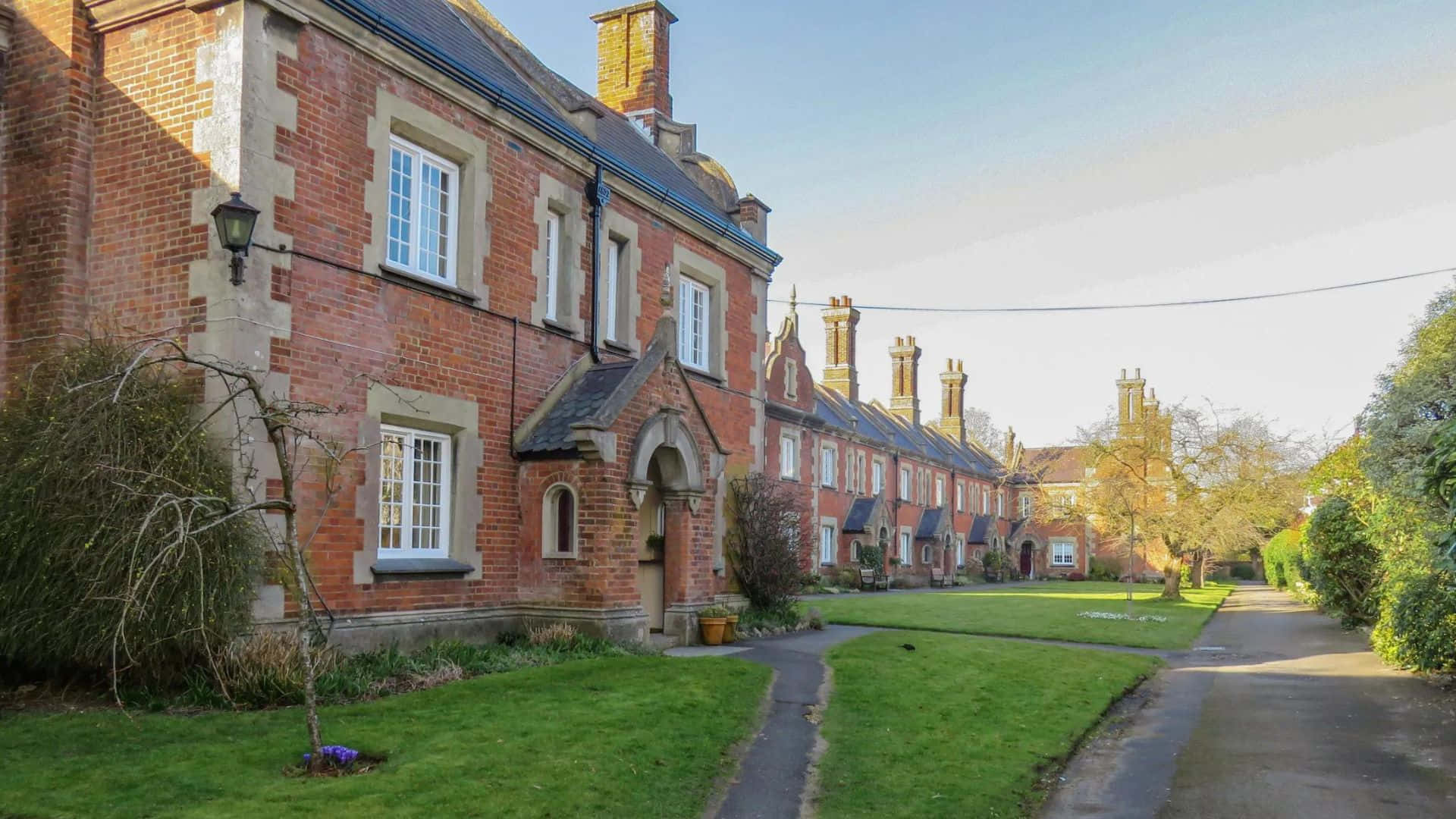 Winchester, traditional brick houses, red brick, Full HD Desktop Wallpaper