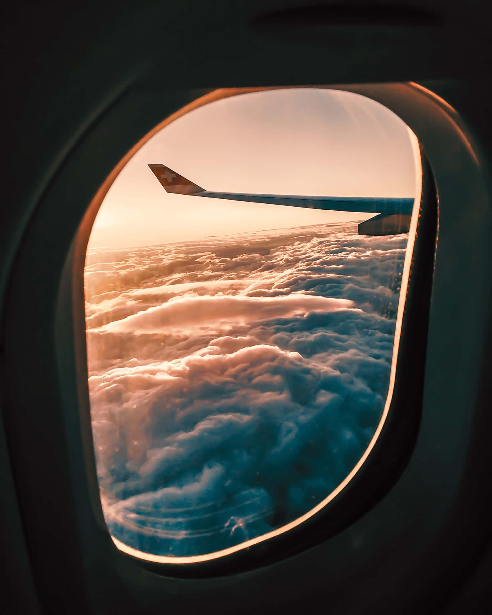 airplane, sunrise, golden clouds, Full HD Phone Wallpaper