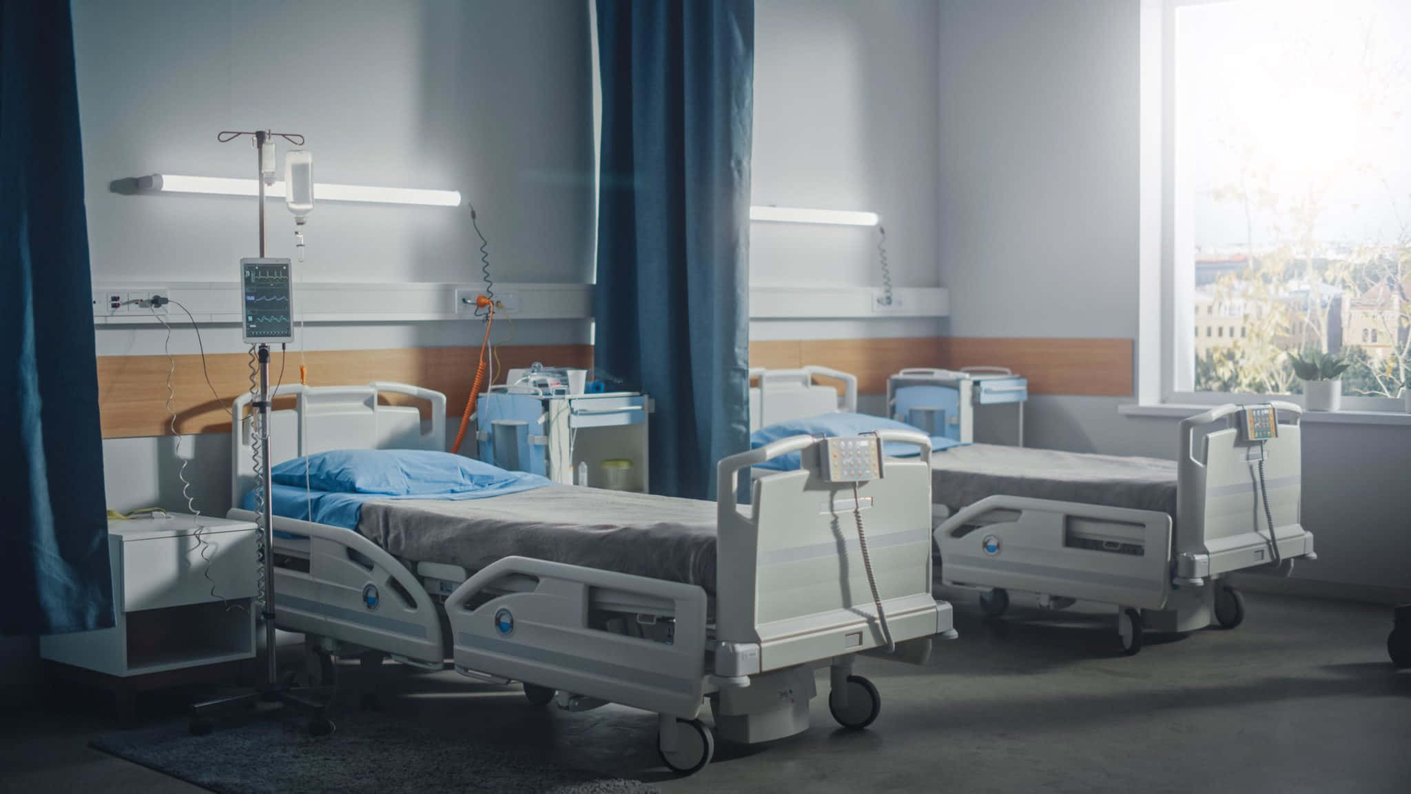 hospital bed, window light, soft natural light, Full HD Desktop Wallpaper