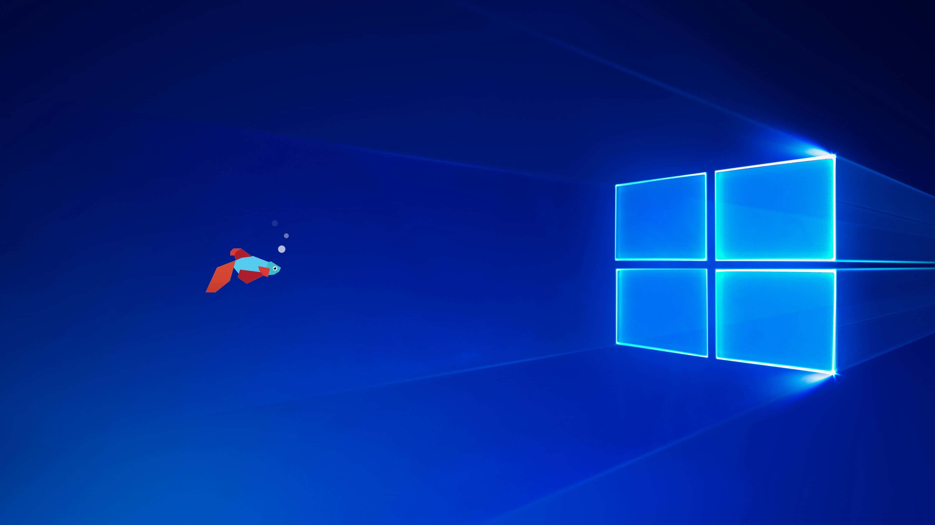 Windows 1, glowing blue Windows logo, dark room, 4K Desktop Wallpaper