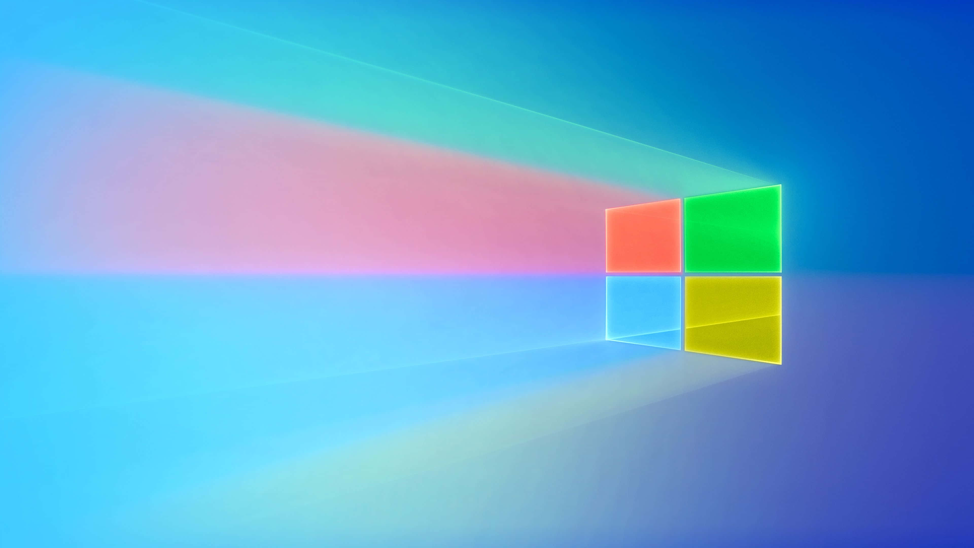 Windows 1, glowing Windows logo, vibrant rainbow light rays, 4K Desktop Wallpaper
