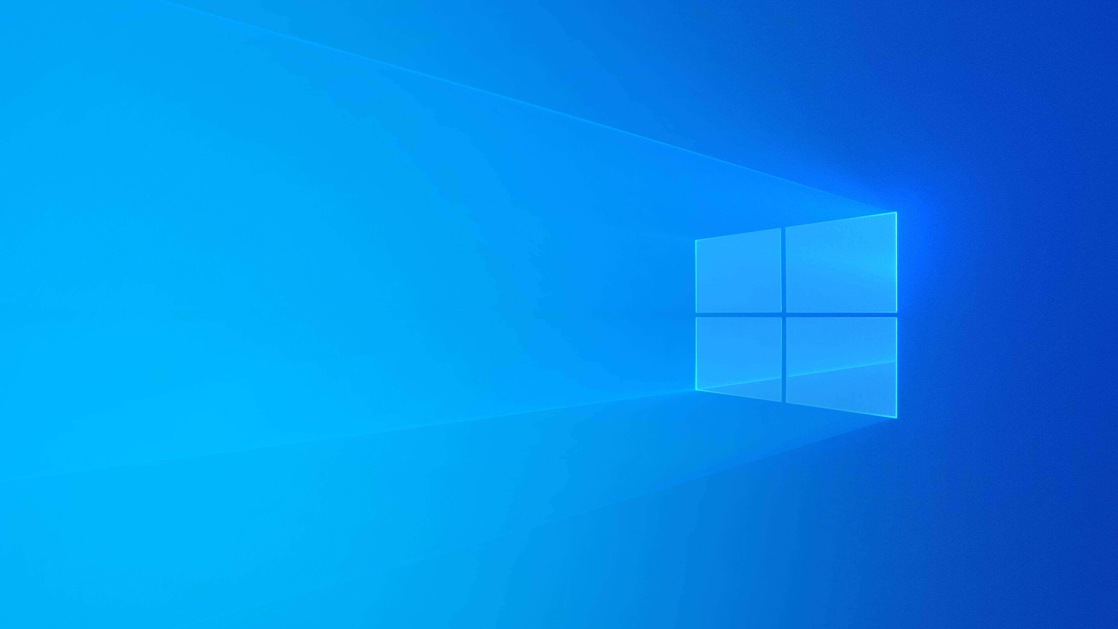 Windows 1, glowing blue window logo, gradient blue void, 4K Desktop Wallpaper
