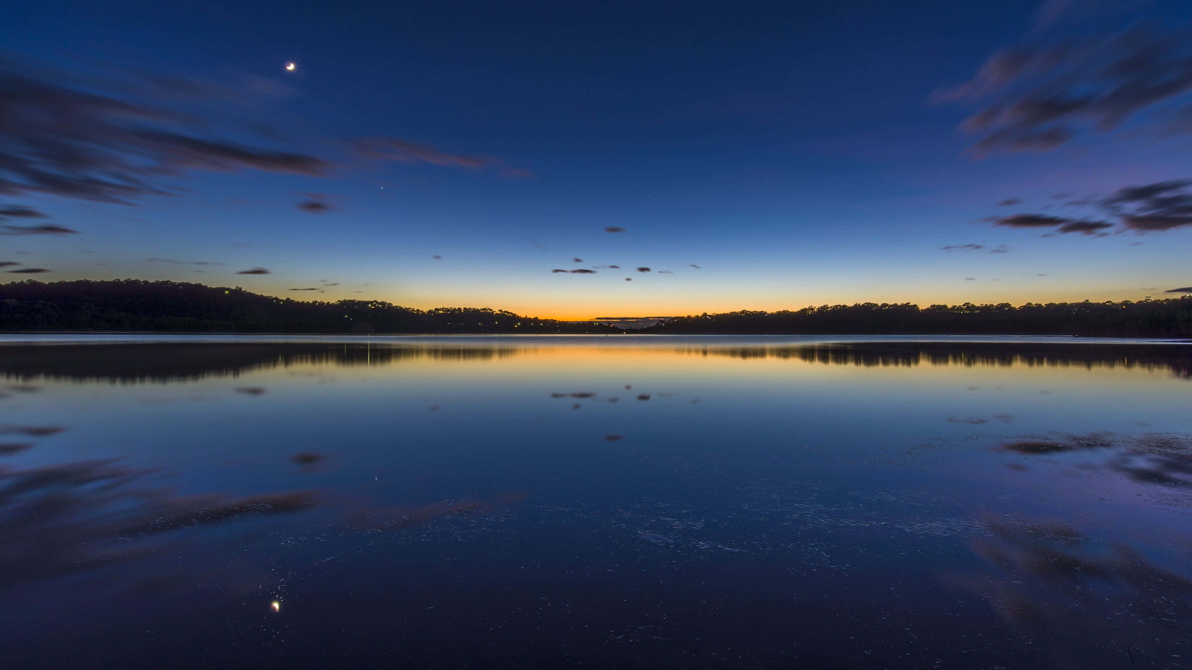 Windows 1, twilight lake, gradient sky, 4K Desktop Wallpaper
