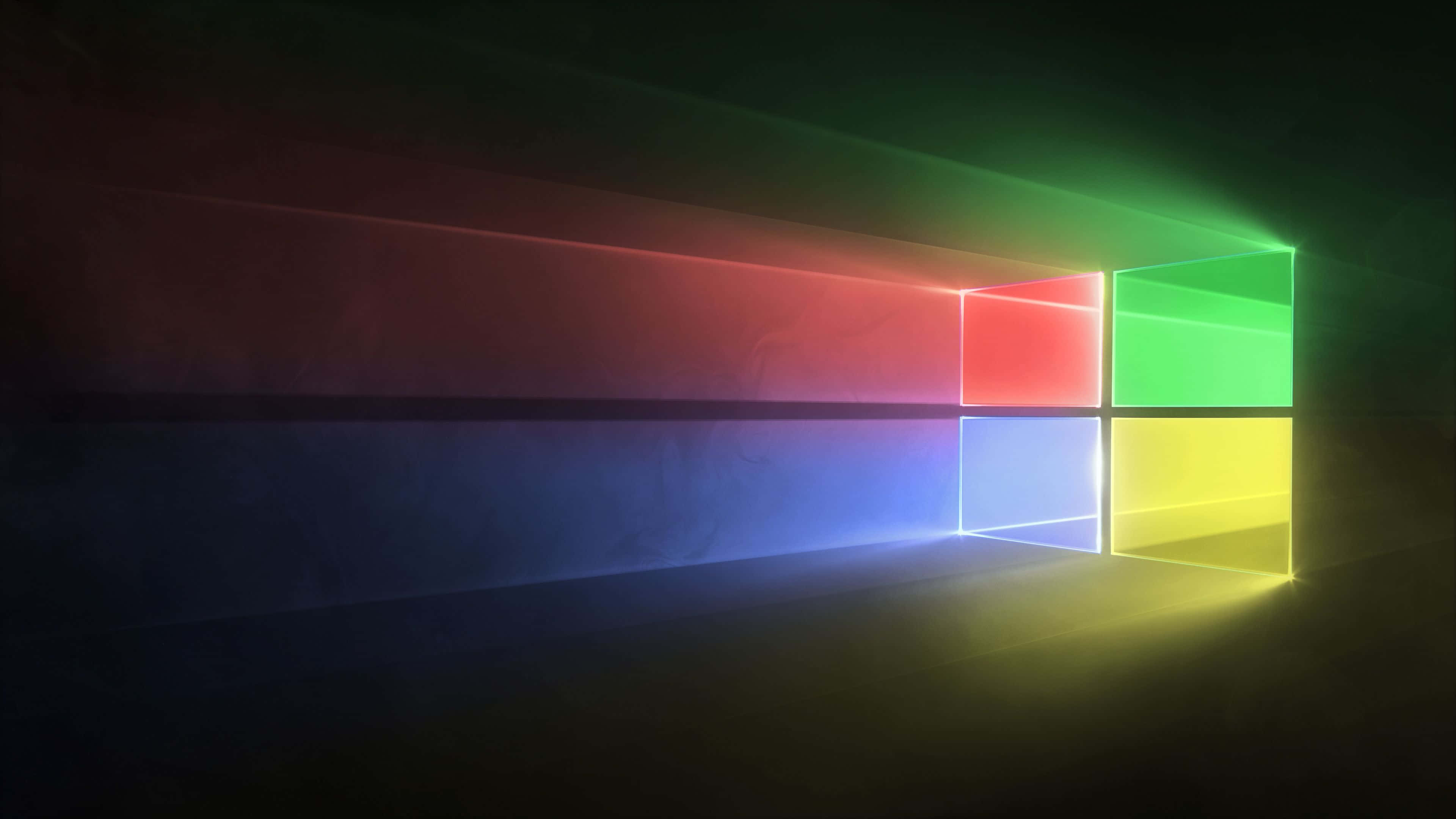 Windows 1, glowing windows logo, vibrant red green blue and yellow light rays, 4K Desktop Wallpaper