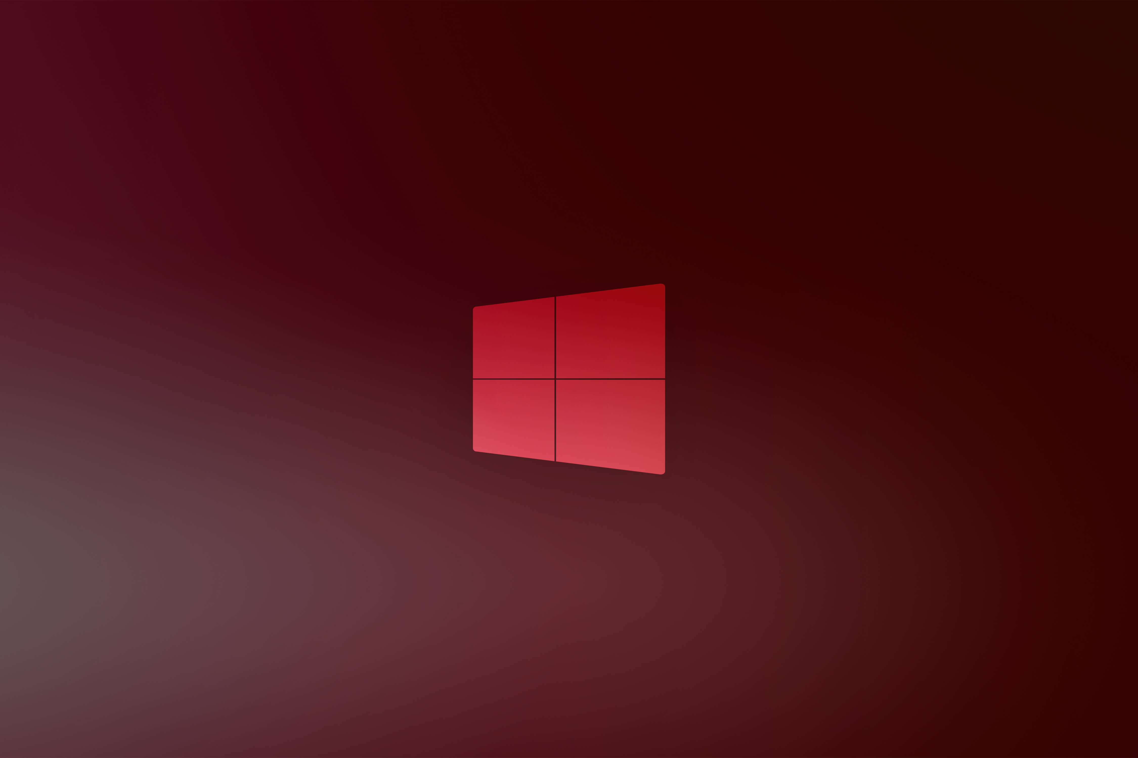 Windows 10 HD, glowing red Windows logo, gradient maroon background, 4K Desktop Wallpaper