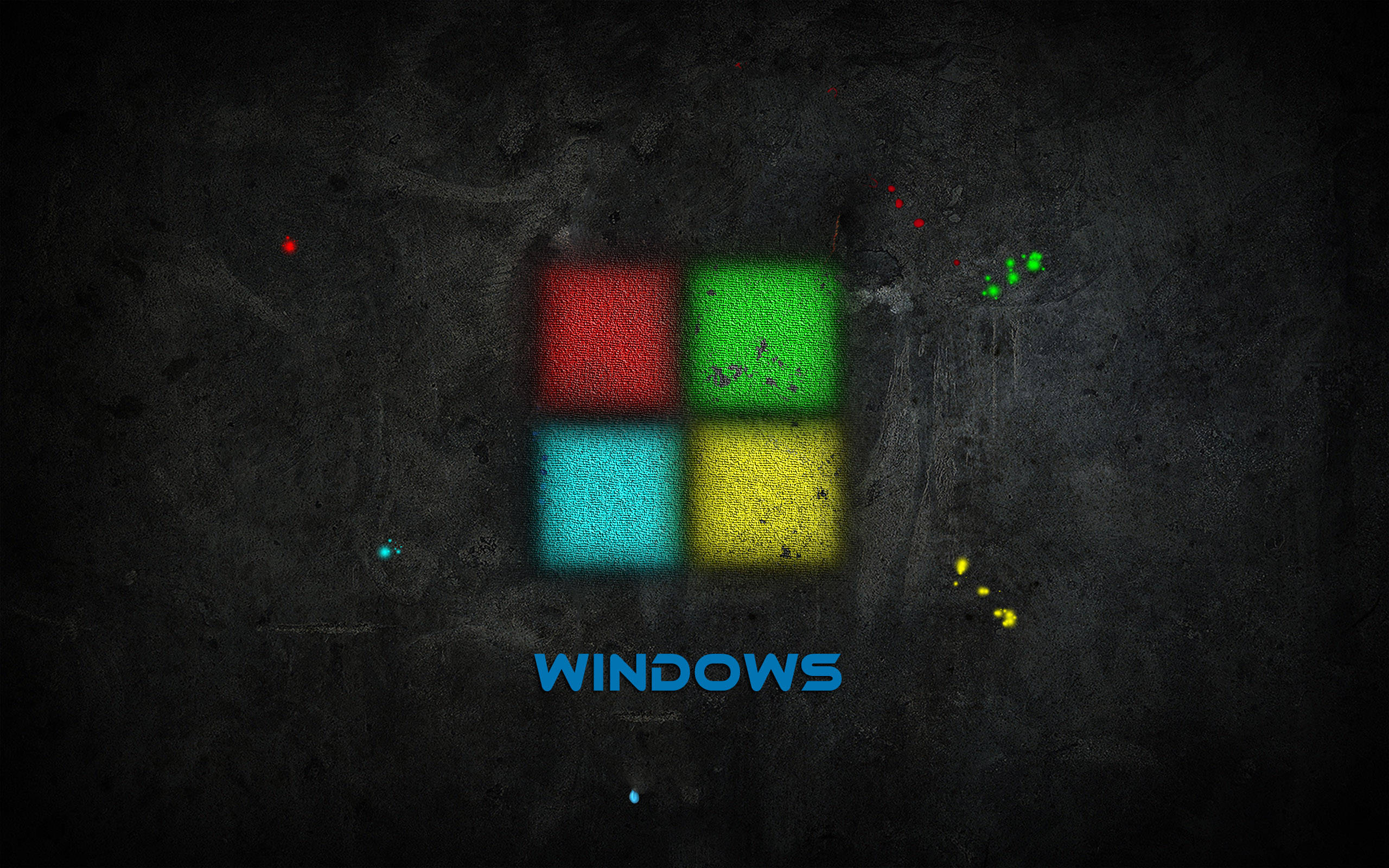 Windows 10 HD, Vibrant Windows logo, dark textured wall, 2K Desktop Wallpaper