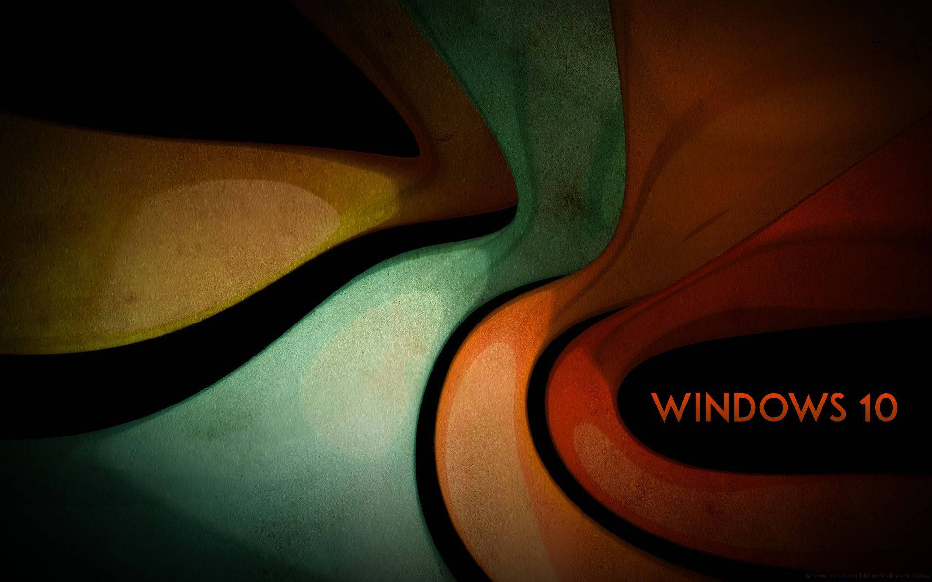 Windows 10, teal, orange, Full HD Desktop Wallpaper
