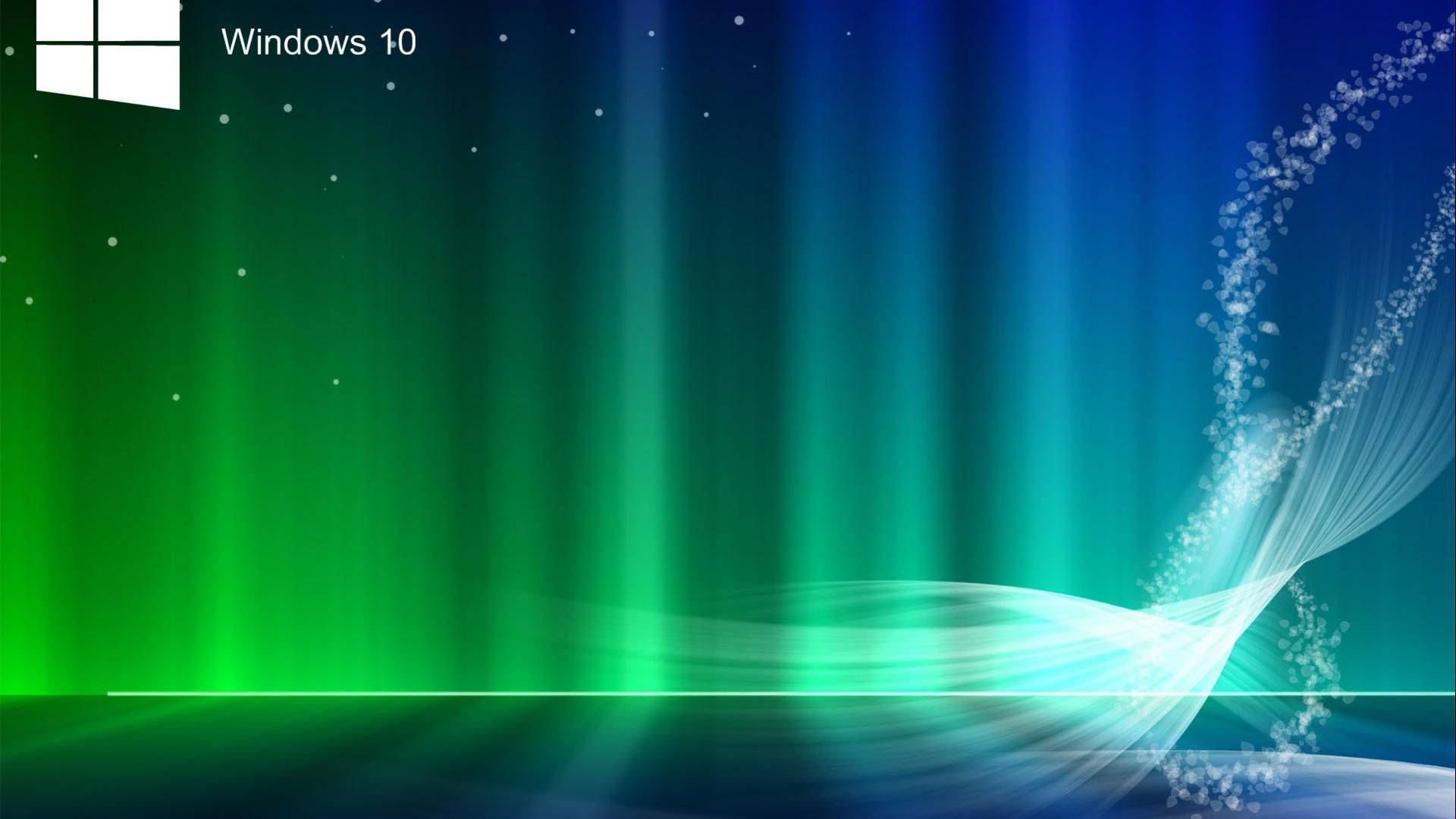 Windows 10 HD, Aurora, vibrant green, Full HD Desktop Wallpaper